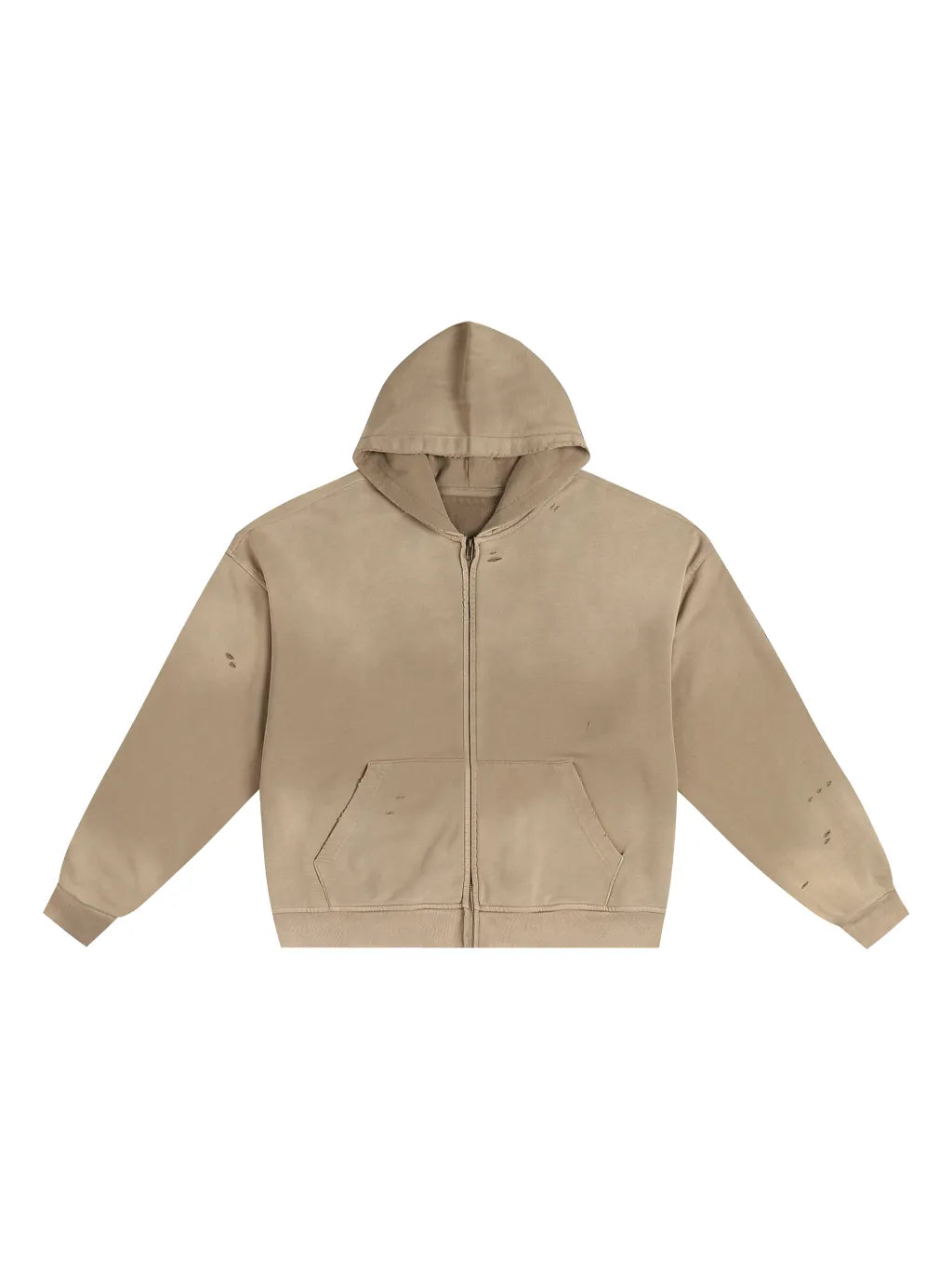LUXURY TERMINAL - Hand-Frayed Sunfade Zip Hoodie