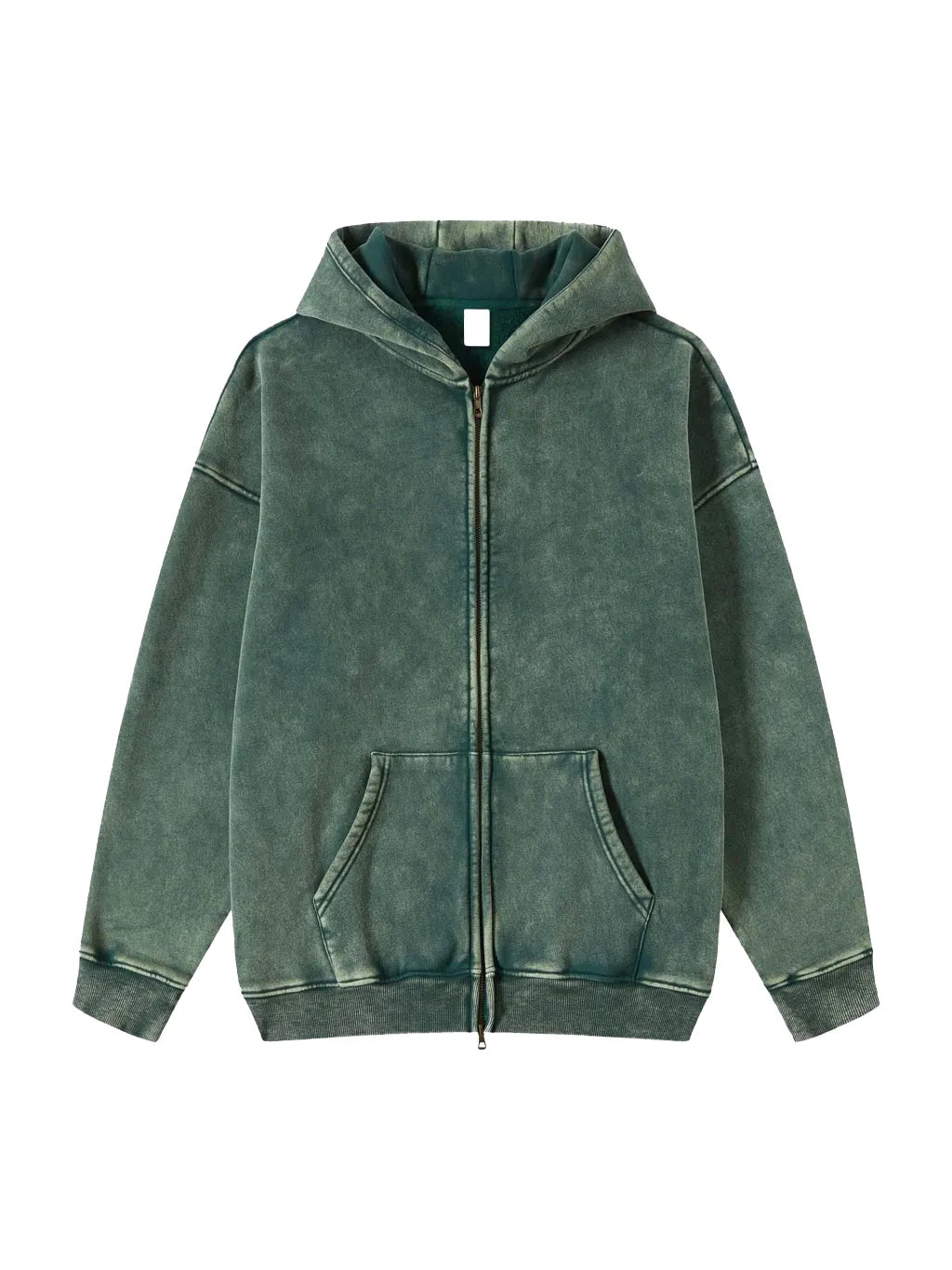 LUXURY TERMINAL - Snow Washed Zip-Through Fleece Hoodie