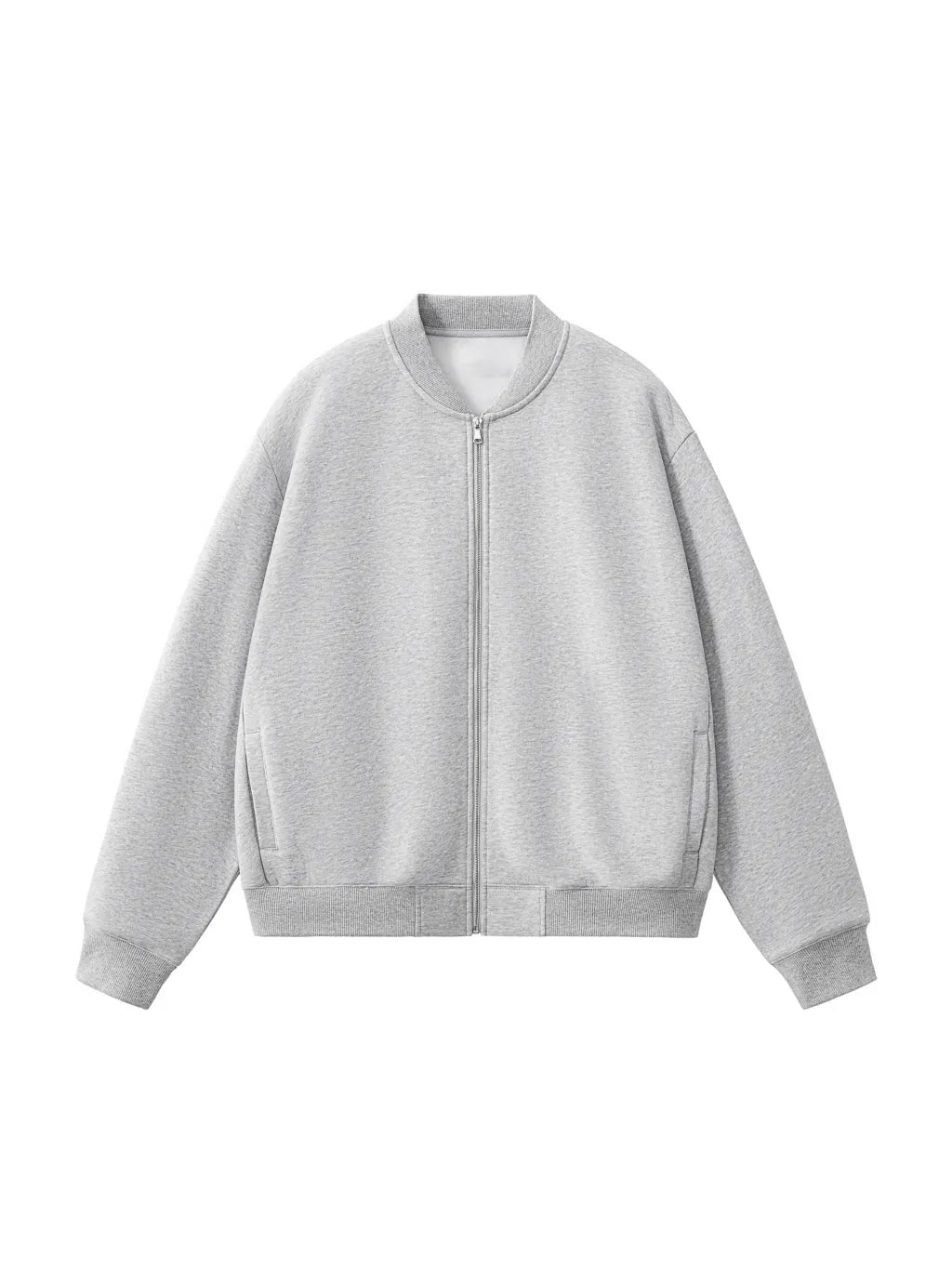 LUXURY TERMINAL - Essential Zip-Up Fleeced Varsity Jacket