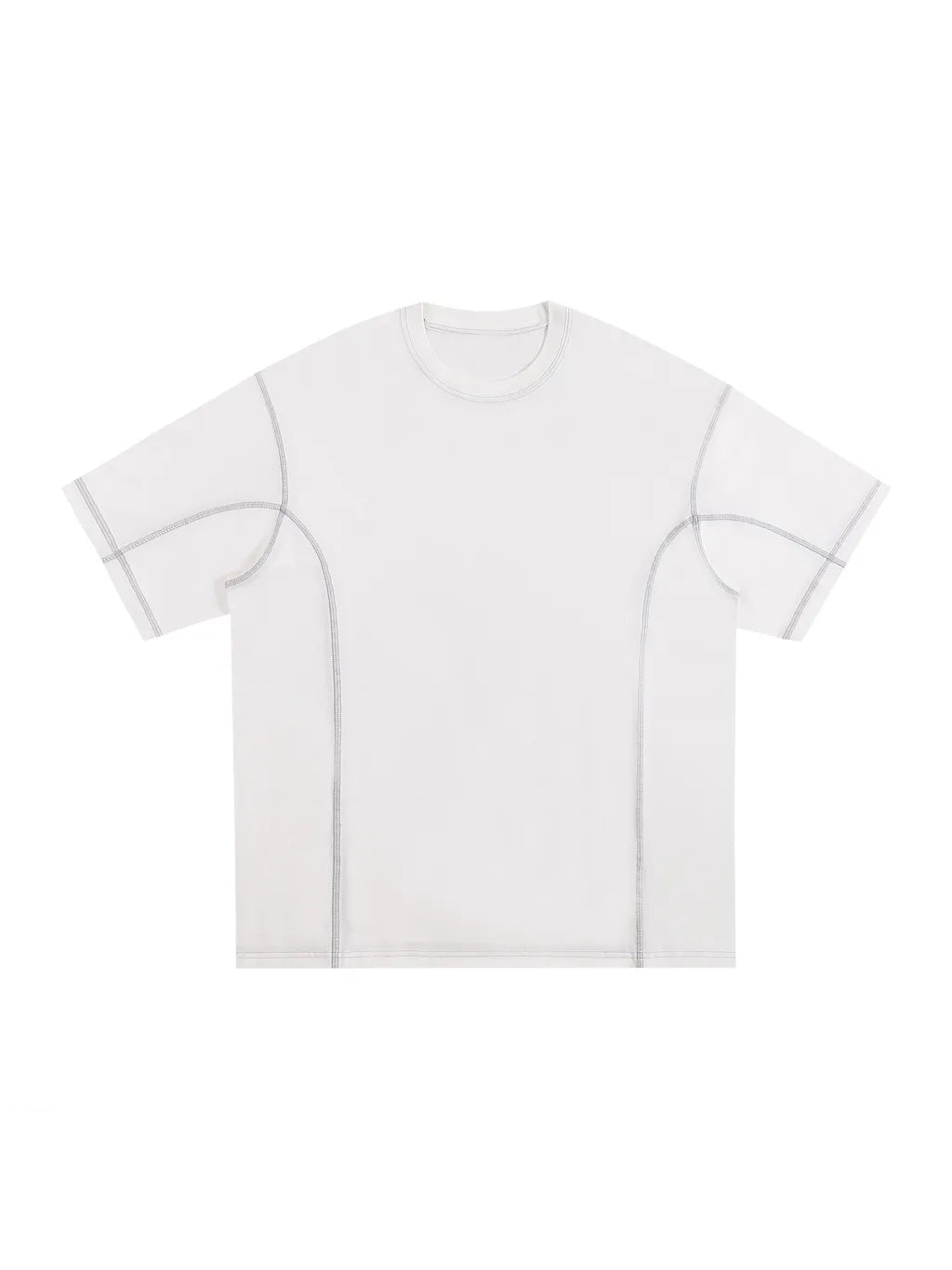 LUXURY TERMINAL - Streetwear Contrast-Stitched Cotton T-Shirt