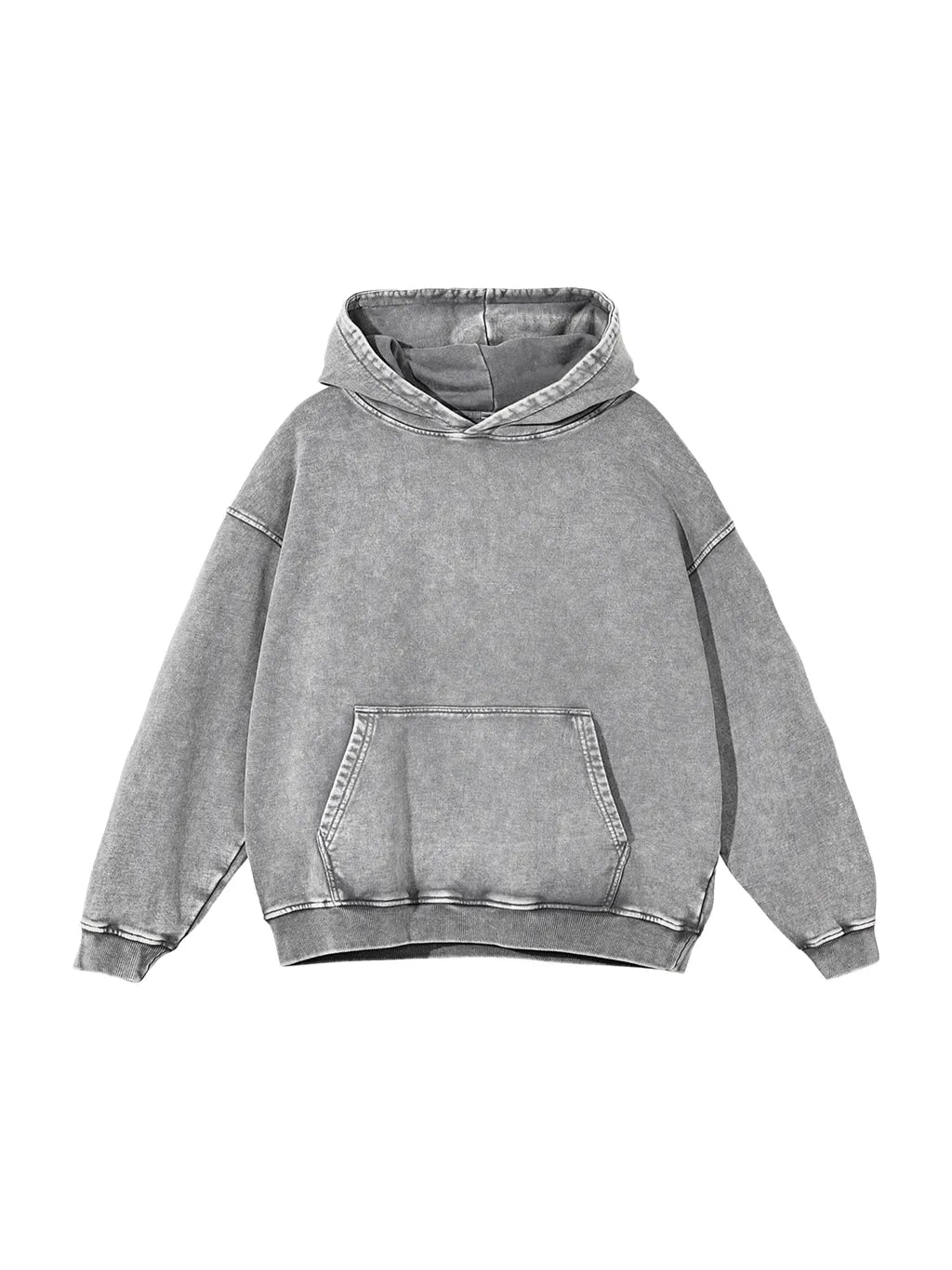LUXURY TERMINAL - Snow Washed Loose Cotton Hoodie