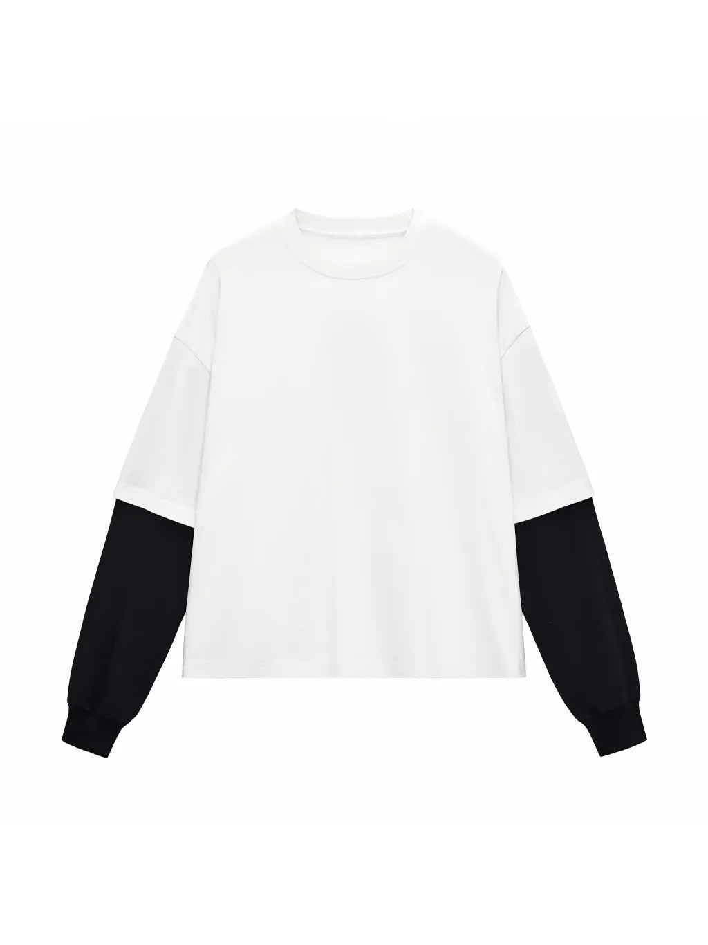 LUXURY TERMINAL - Layered Contrast Sleeve Cotton T-Shirt