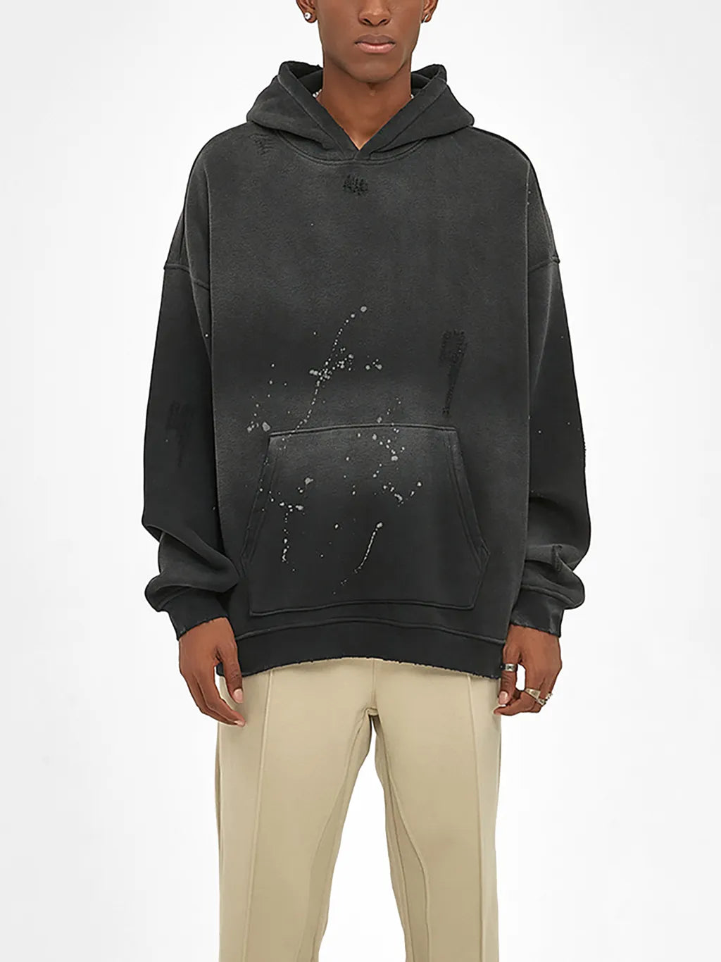 LUXURY TERMINAL - Vintage Washed Frayed Fleece Hoodie