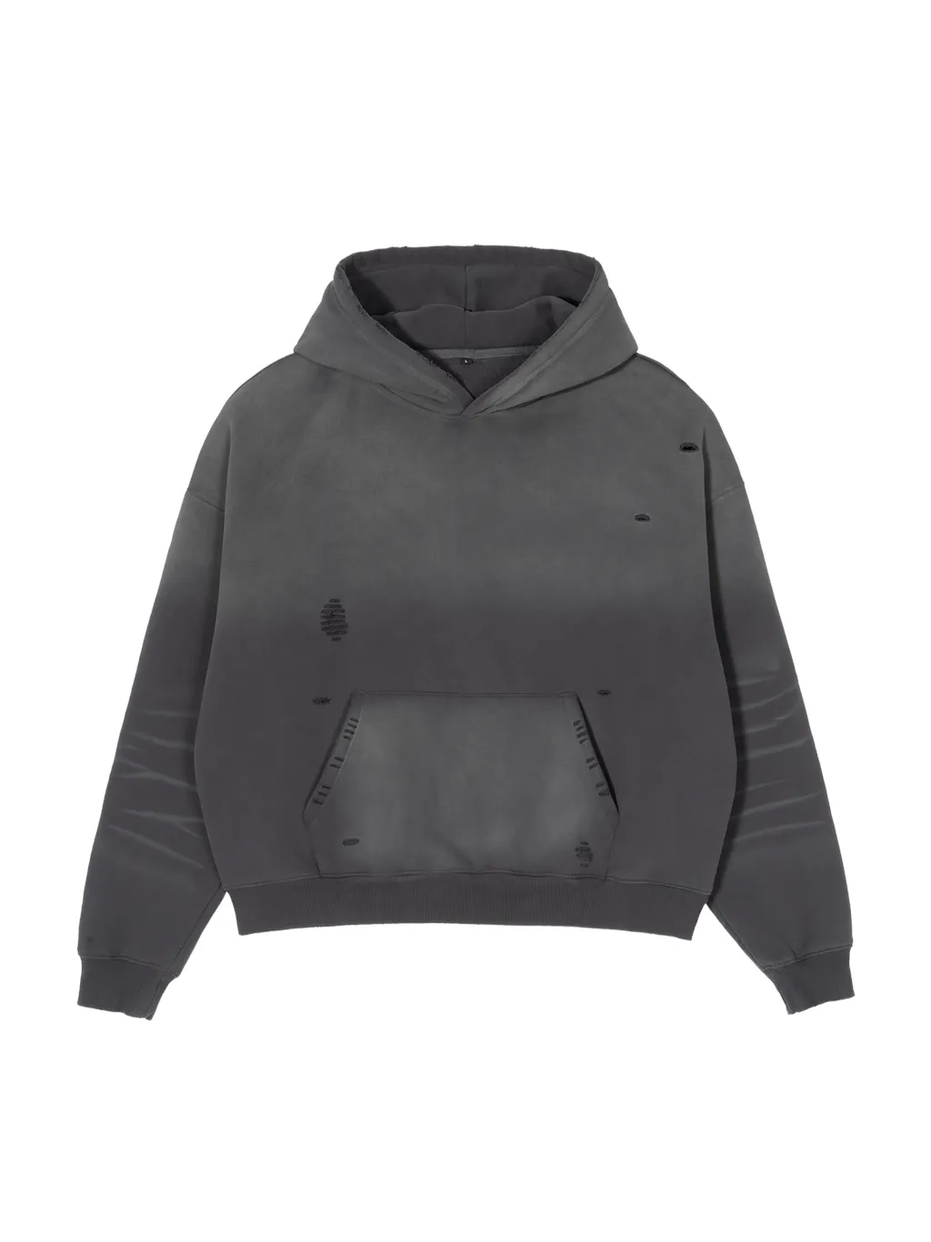LUXURY TERMINAL - Frayed Sunfade Boxy Fleece Hoodie