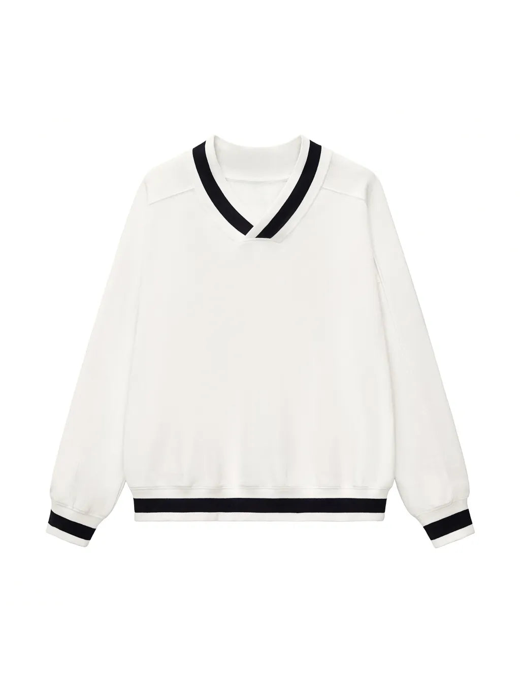 LUXURY TERMINAL - V-Neck Contrast Collar Boxy Sweatshirt