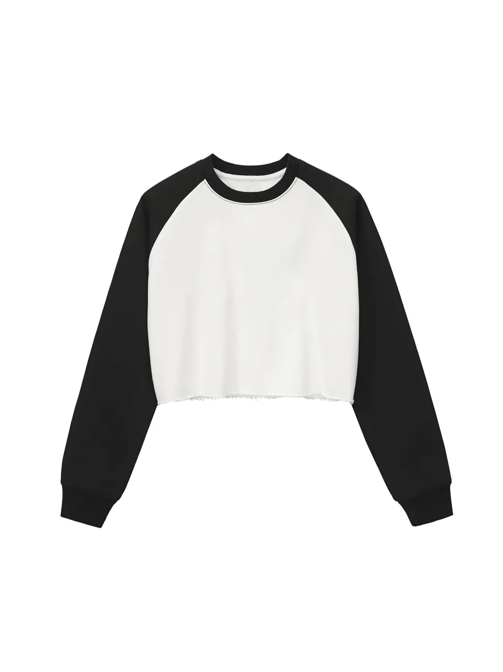 LUXURY TERMINAL - Raw-Hem Color-Block Raglan Crop Sweatshirt