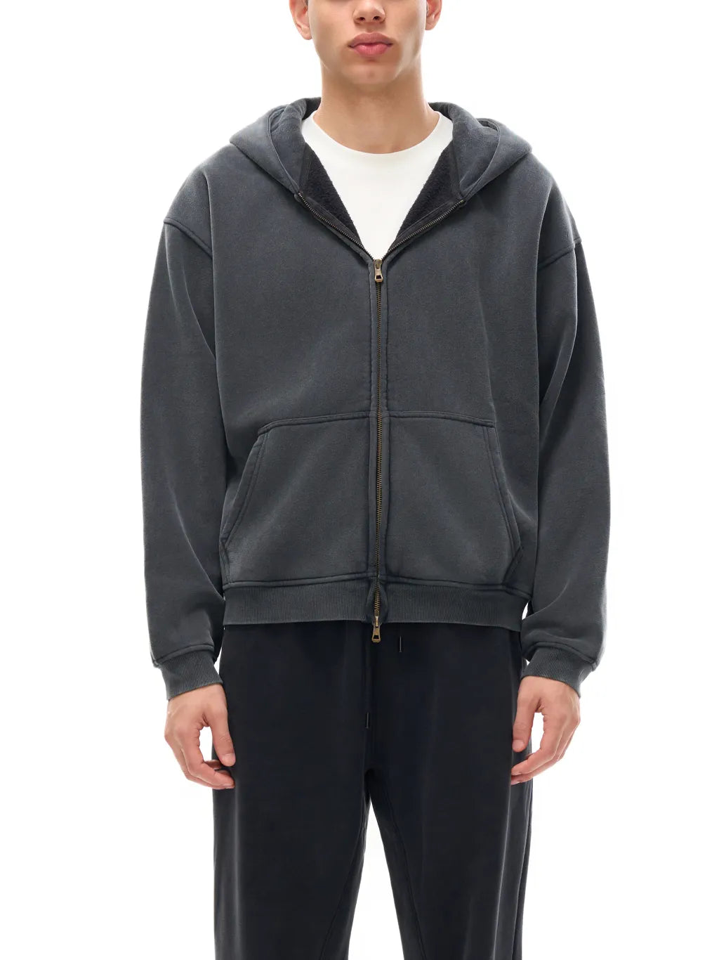 LUXURY TERMINAL - Zip-Through Boxy Fleece Hoodie