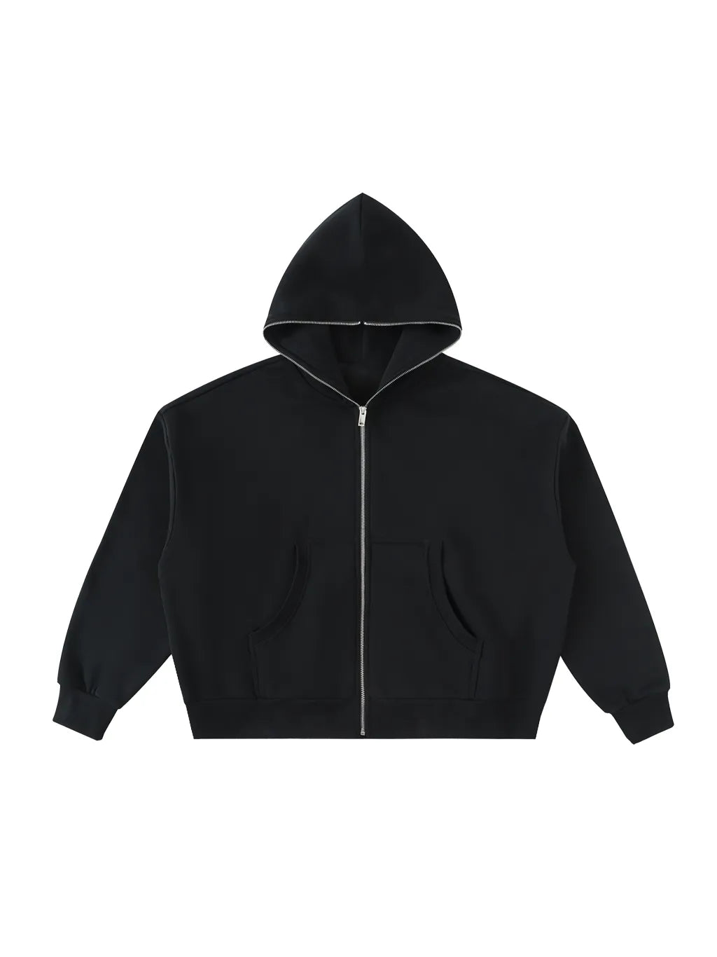 LUXURY TERMINAL - Fleeced Full-Zip Boxy Hoodie