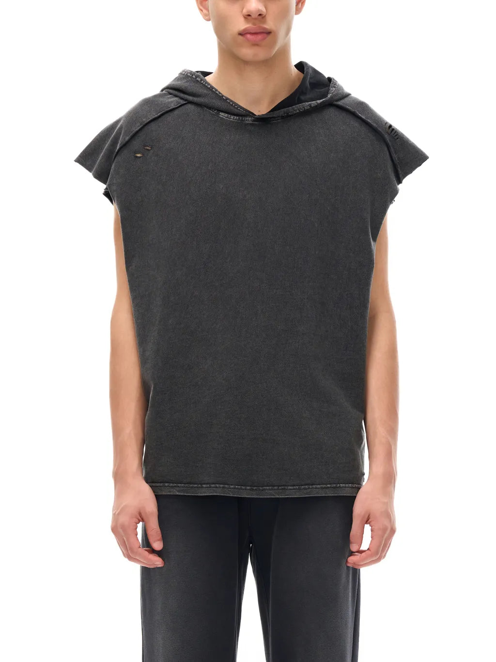 LUXURY TERMINAL - Snow Washed Boxy Hooded Tank Top
