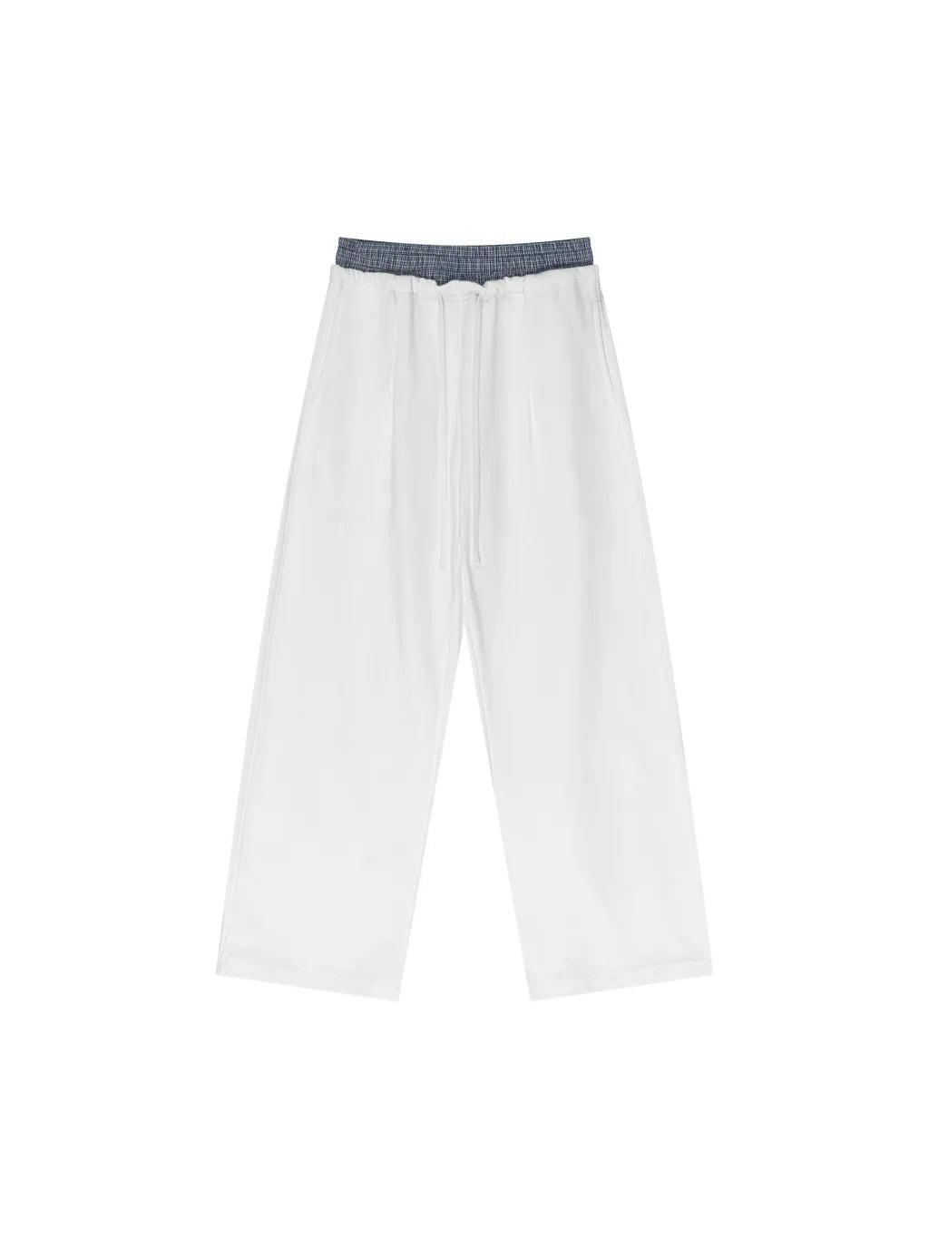 LUXURY TERMINAL - Plaid Contrast Waist Pants