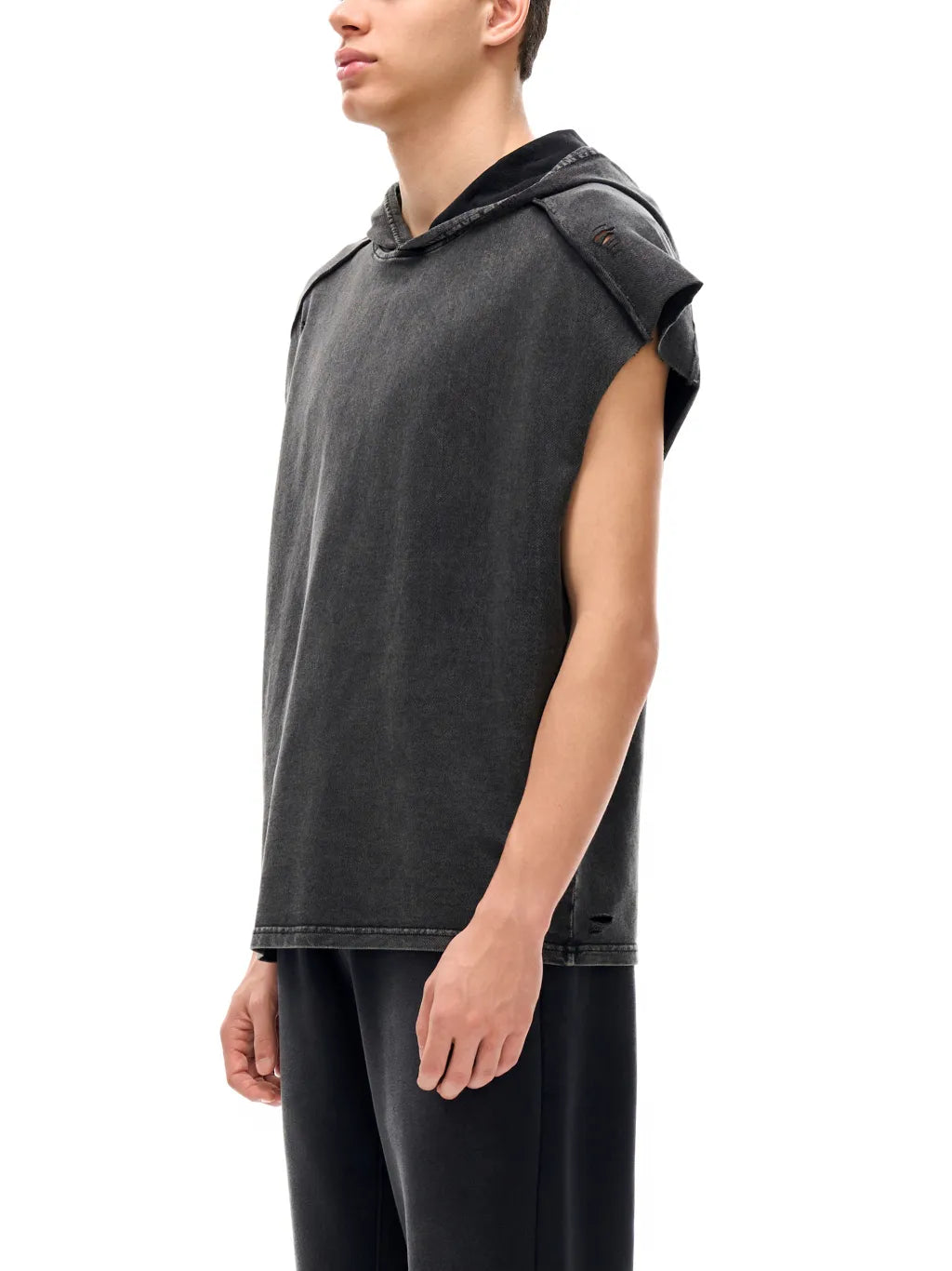 LUXURY TERMINAL - Snow Washed Boxy Hooded Tank Top