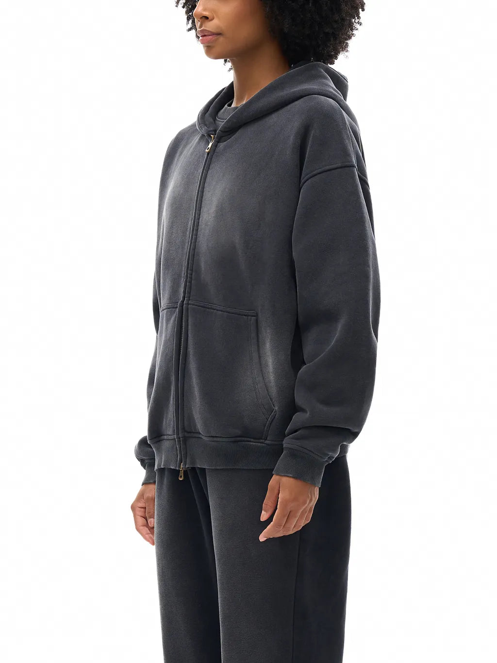 LUXURY TERMINAL - Sunfade Two-way Zipper Boxy Fleece Hoodie