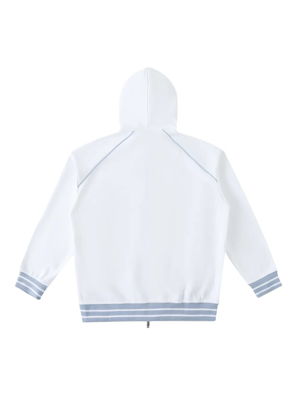 LUXURY TERMINAL - Striped Trim Zip-Up Hoodie