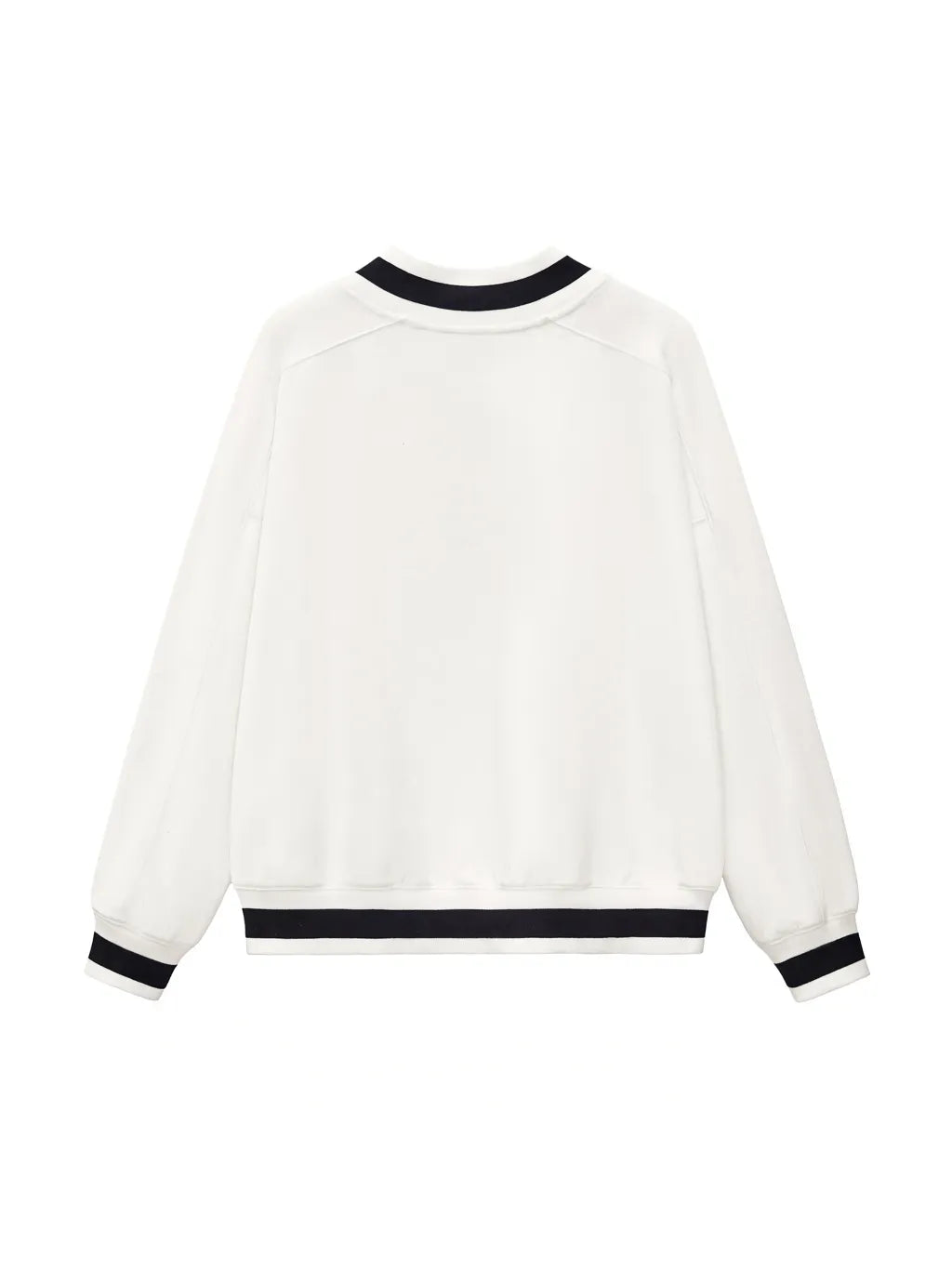 LUXURY TERMINAL - V-Neck Contrast Collar Boxy Sweatshirt