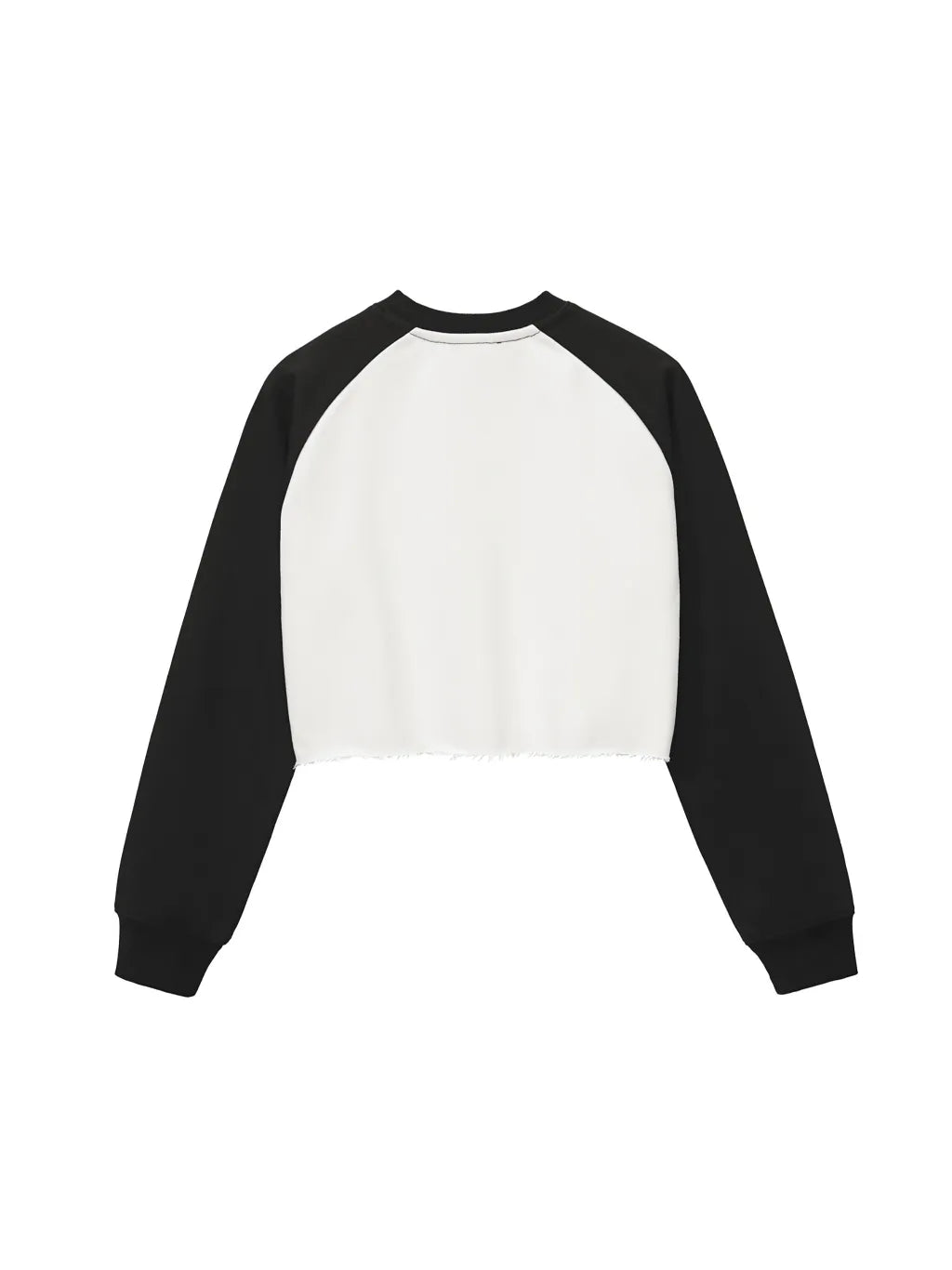 LUXURY TERMINAL - Raw-Hem Color-Block Raglan Crop Sweatshirt