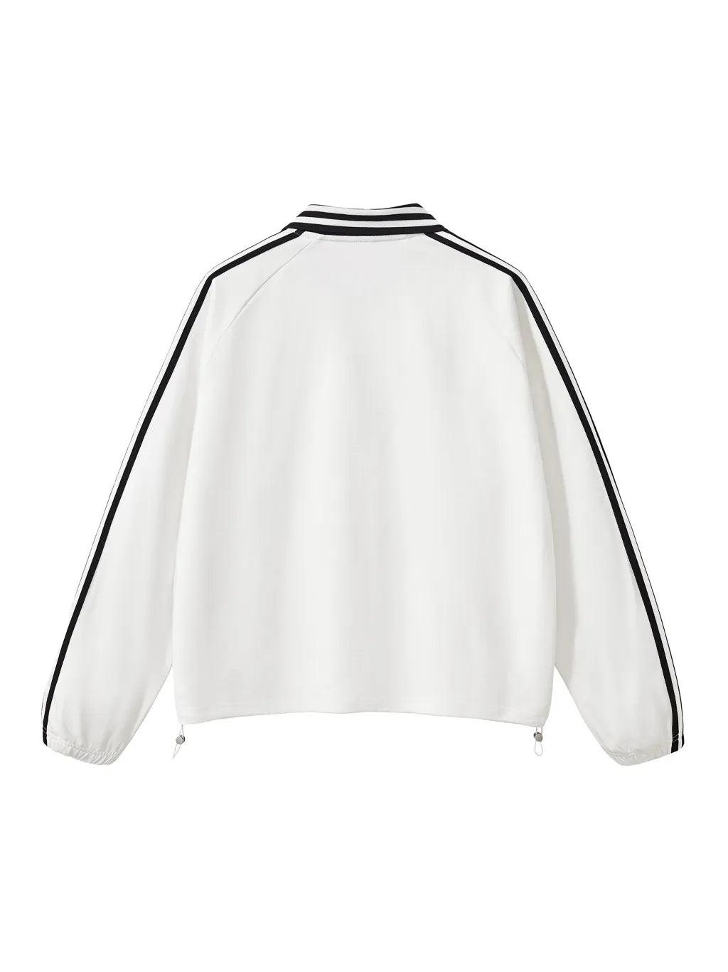 LUXURY TERMINAL - Contrast Striped Lapel Collar Sweatshirt