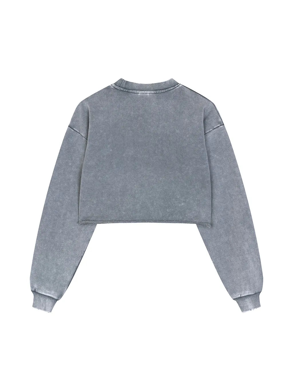 LUXURY TERMINAL - Snow Washed Raw Edge Cropped Sweatshirt