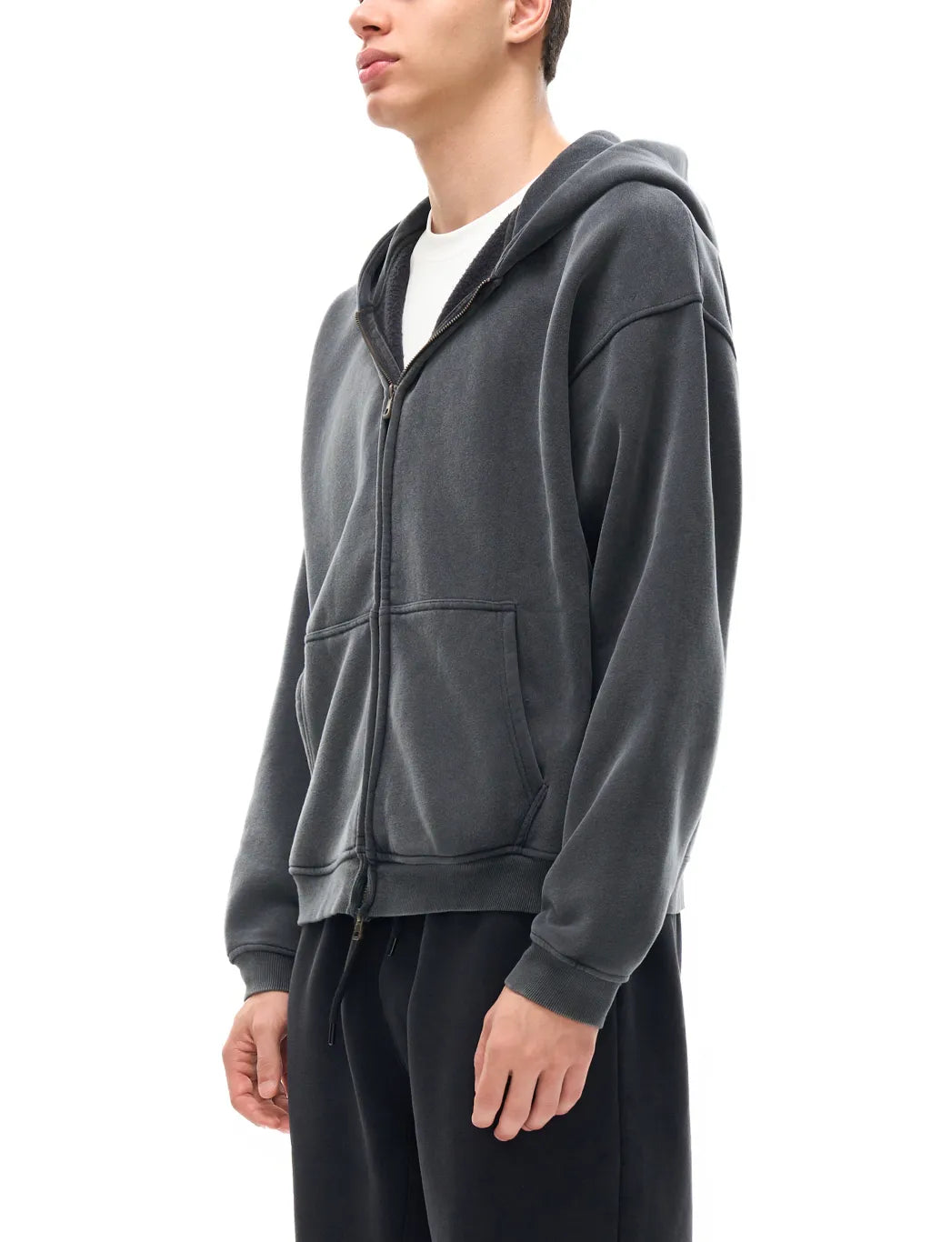 LUXURY TERMINAL - Zip-Through Boxy Fleece Hoodie