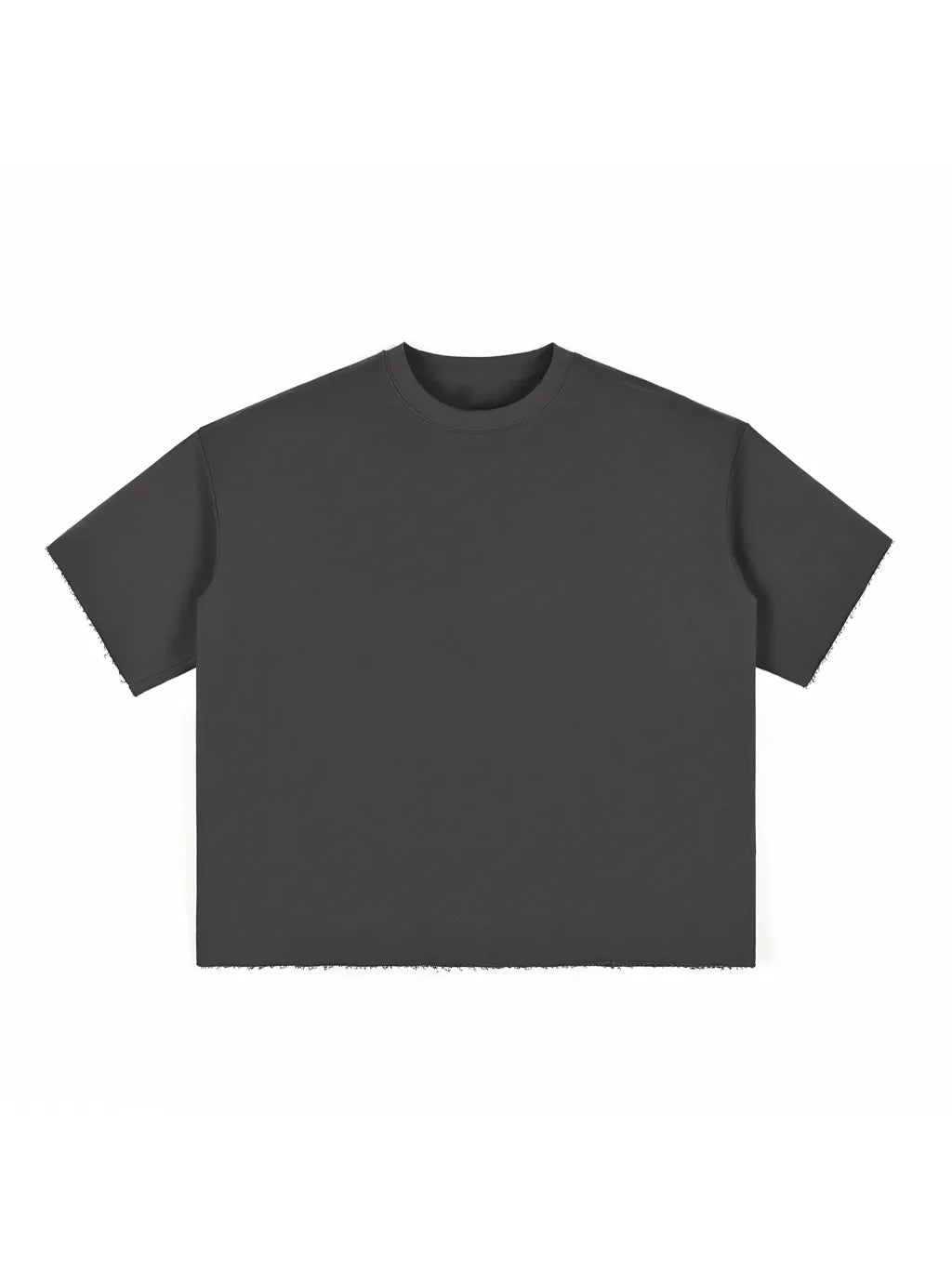 LUXURY TERMINAL - Boxy Half-Sleeve Raw-Edge T-Shirt