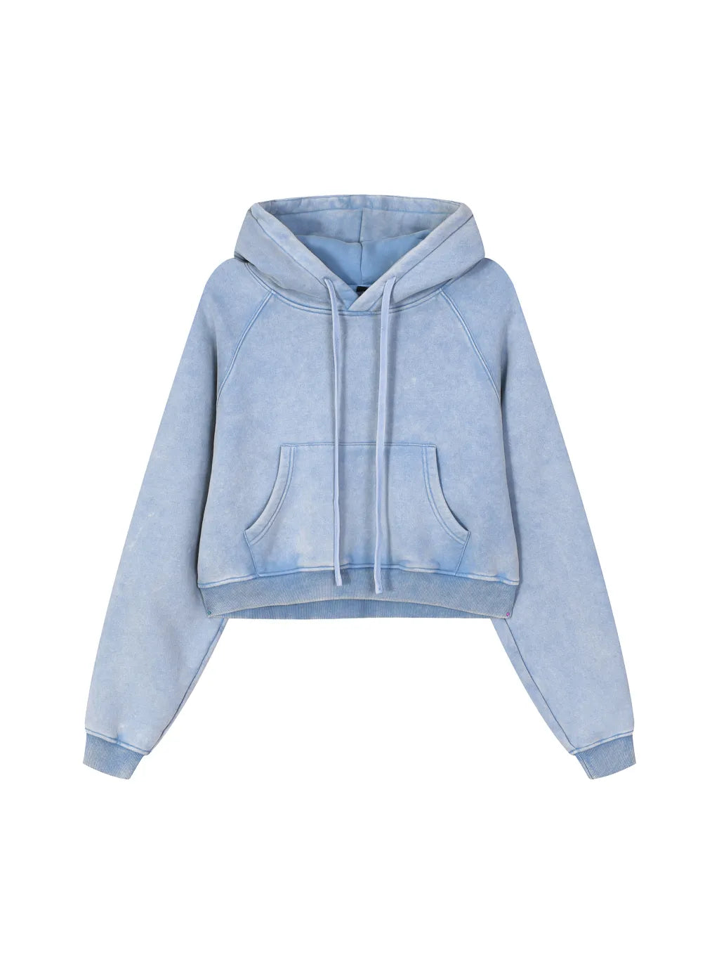 LUXURY TERMINAL - Snow Washed Cropped Hoodie