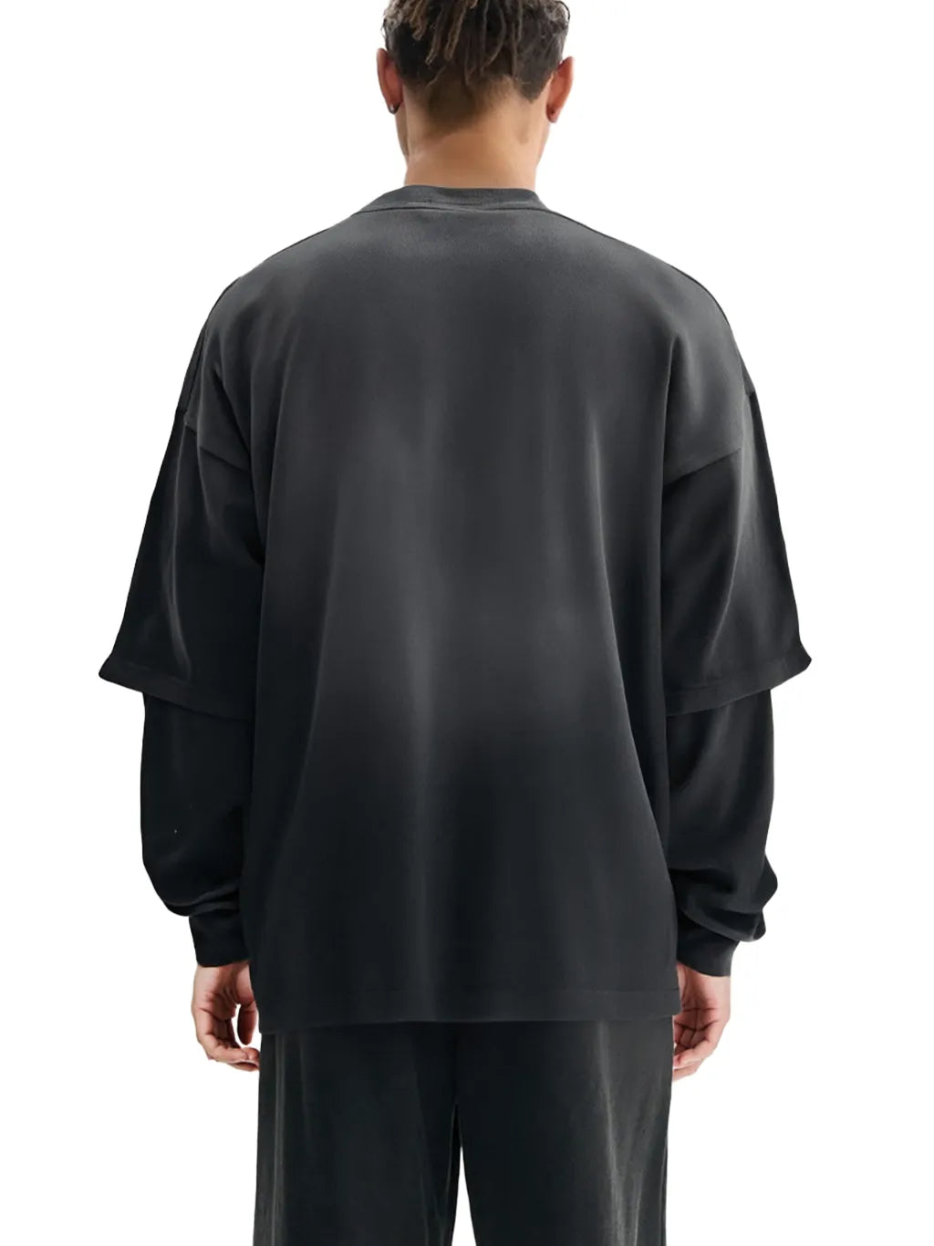 LUXURY TERMINAL - Sunfade Hand-Frayed Faux Two-Piece T-Shirt
