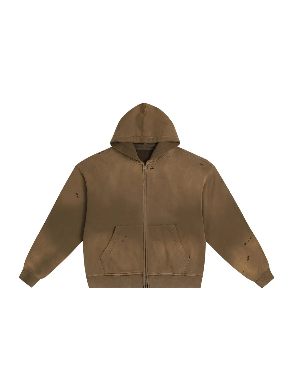 LUXURY TERMINAL - Hand-Frayed Sunfade Zip Hoodie