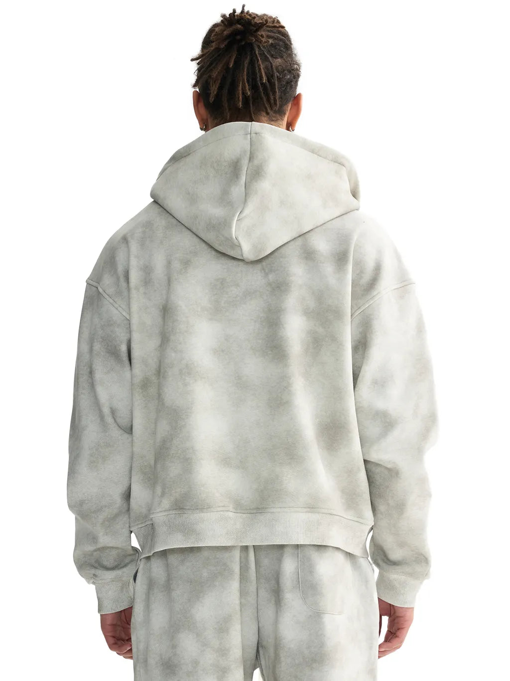 LUXURY TERMINAL - Dirty Washed Zip-Up Fleece Hoodie