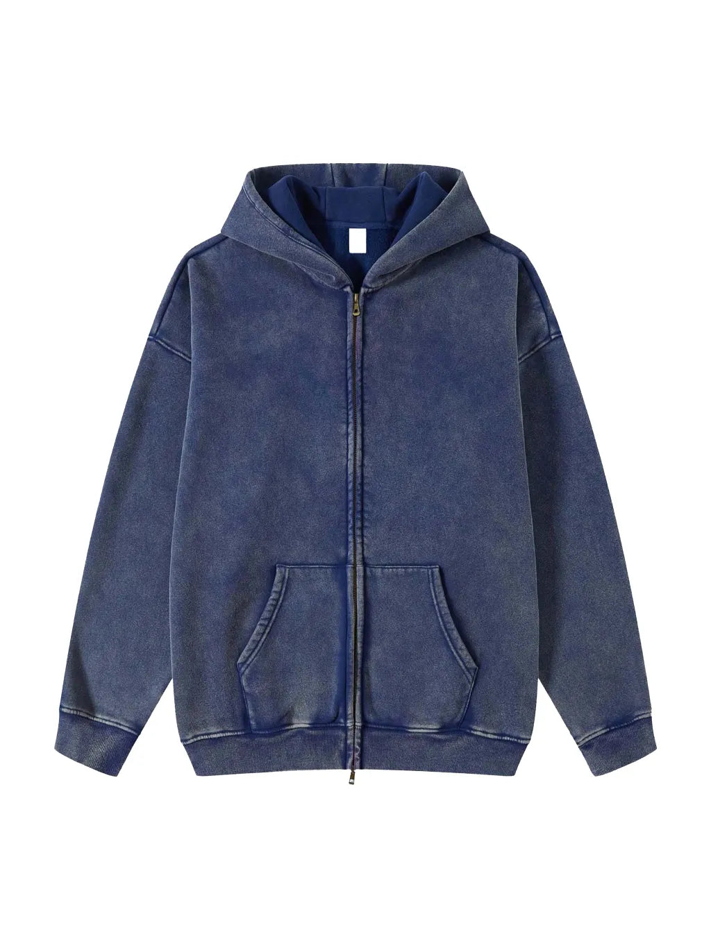 LUXURY TERMINAL - Snow Washed Zip-Through Fleece Hoodie