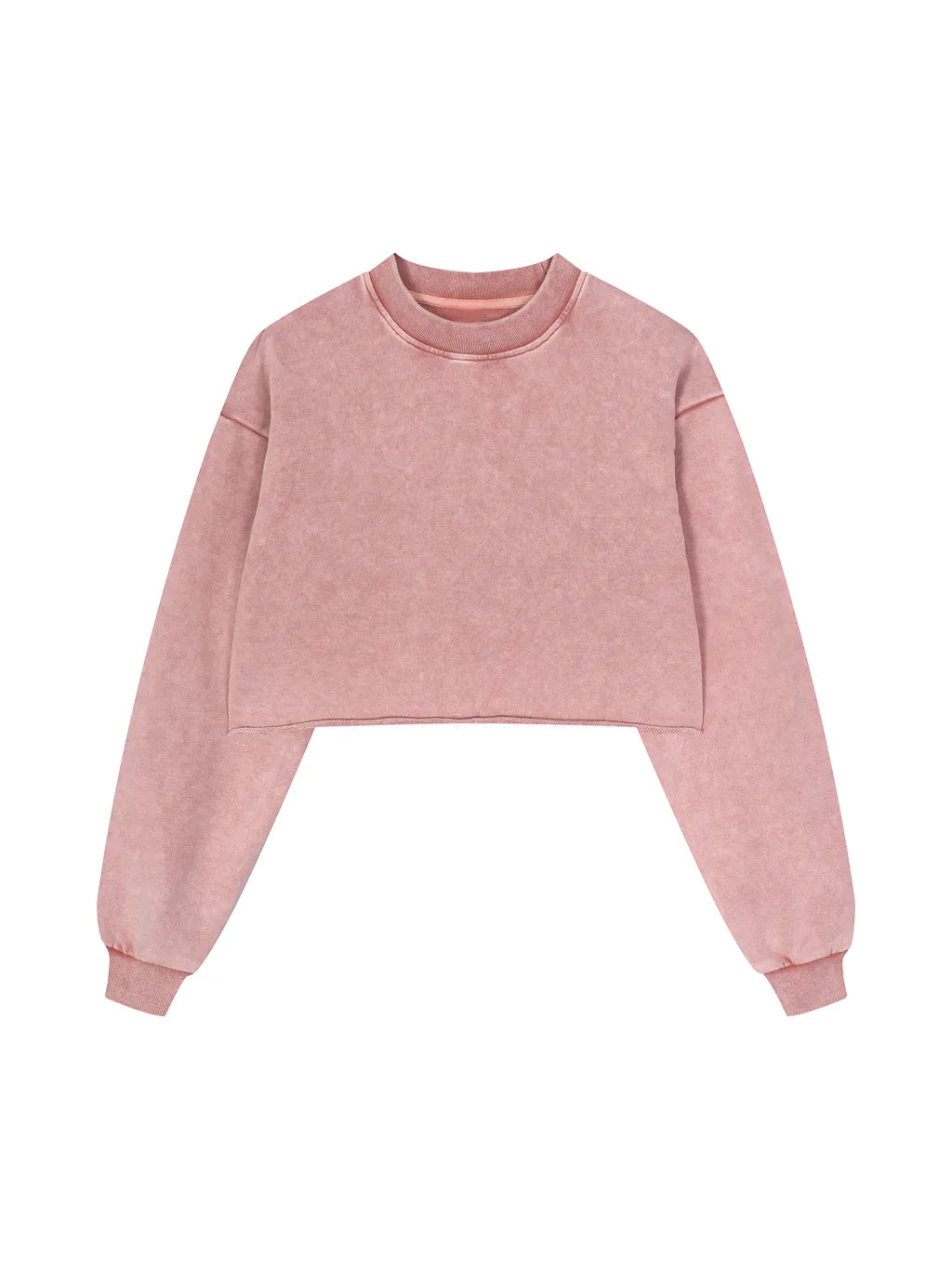 LUXURY TERMINAL - Snow Washed Raw Edge Cropped Sweatshirt