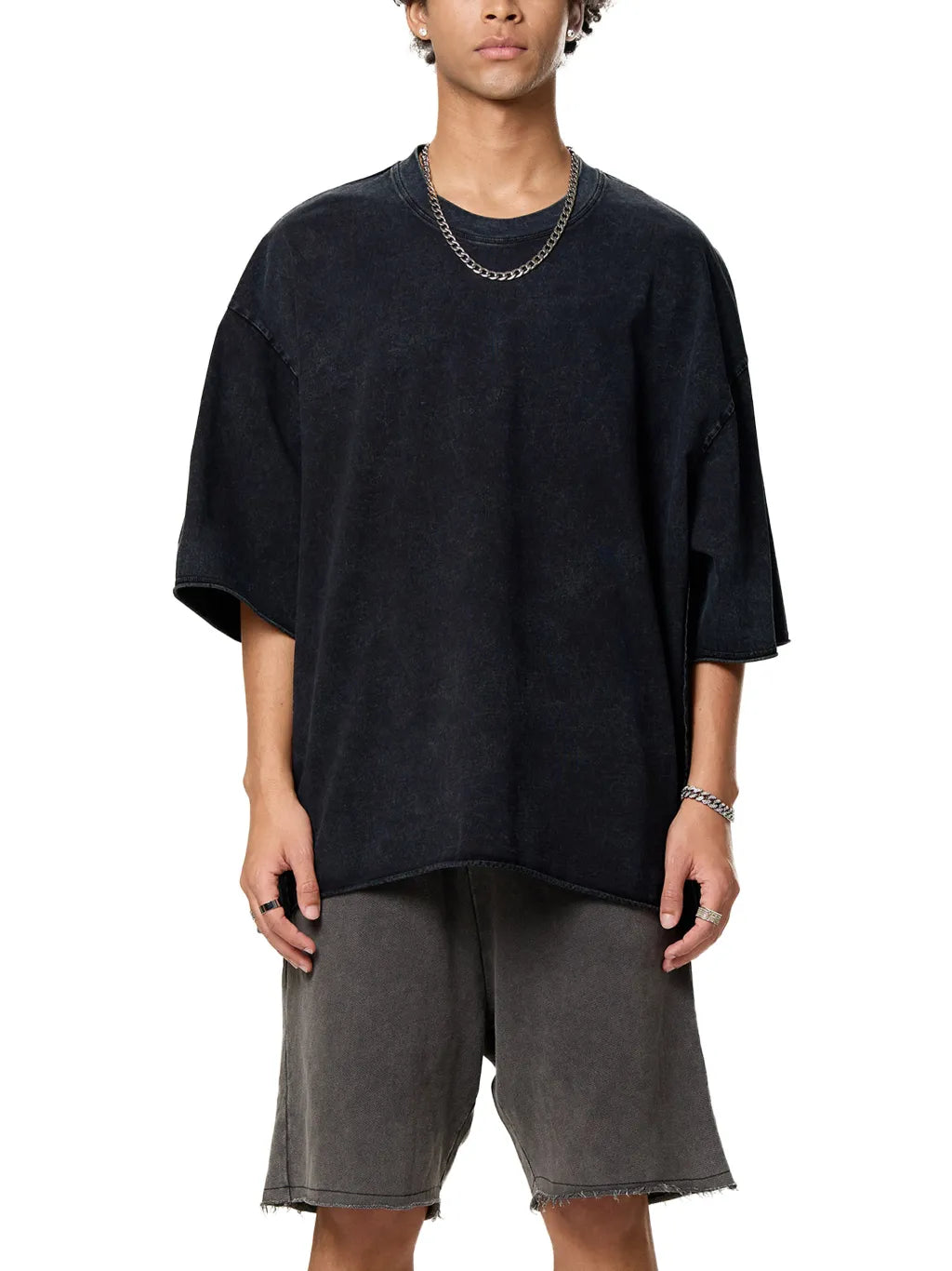 LUXURY TERMINAL - Raw Edge Snow Washed Boxy T-Shirt