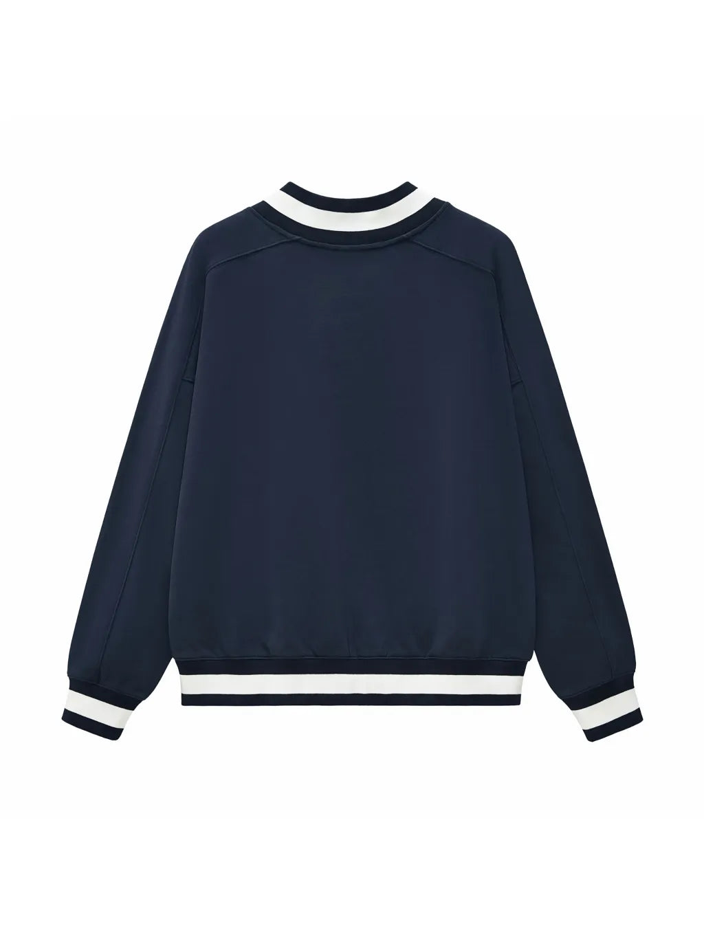 LUXURY TERMINAL - V-Neck Contrast Collar Boxy Sweatshirt
