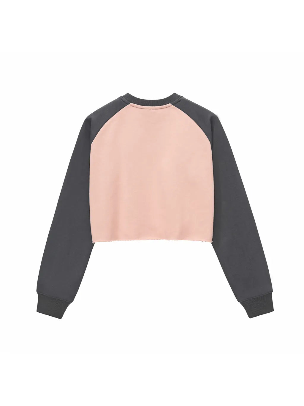 LUXURY TERMINAL - Raw-Hem Color-Block Raglan Crop Sweatshirt