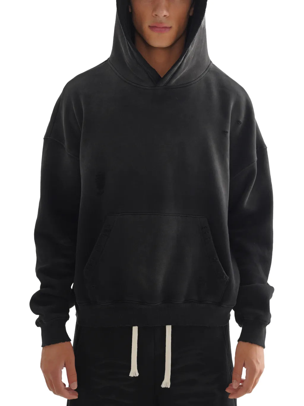 LUXURY TERMINAL - Frayed Sunfade Boxy Fleece Hoodie