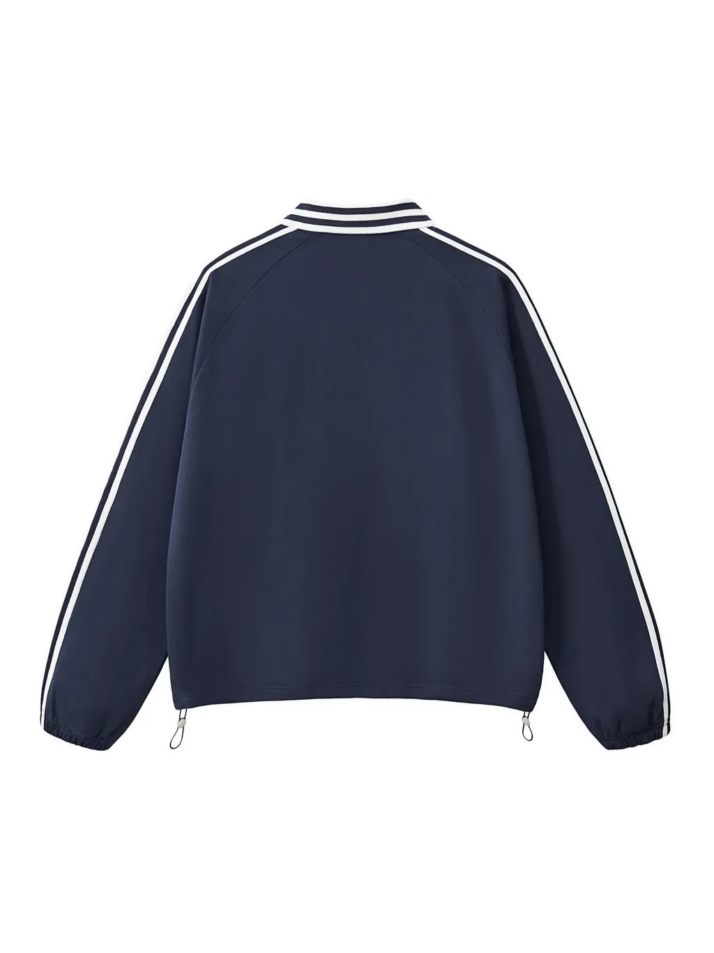 LUXURY TERMINAL - Contrast Striped Lapel Collar Sweatshirt