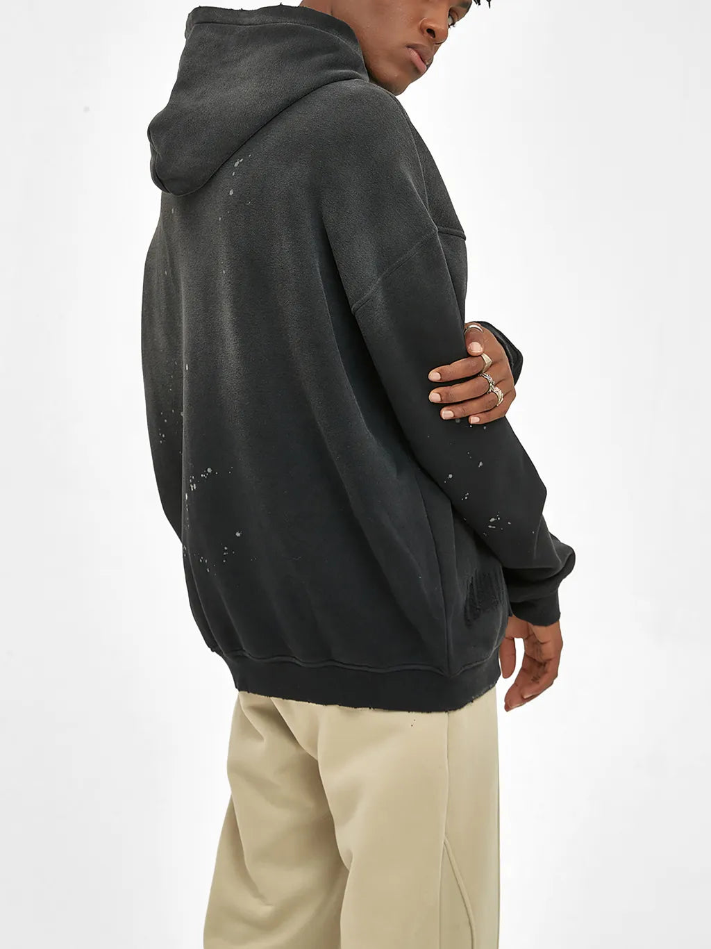 LUXURY TERMINAL - Vintage Washed Frayed Fleece Hoodie