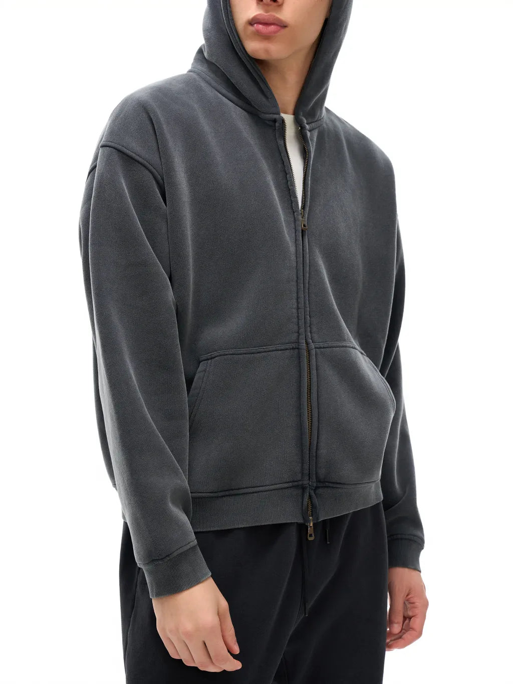 LUXURY TERMINAL - Zip-Through Boxy Fleece Hoodie