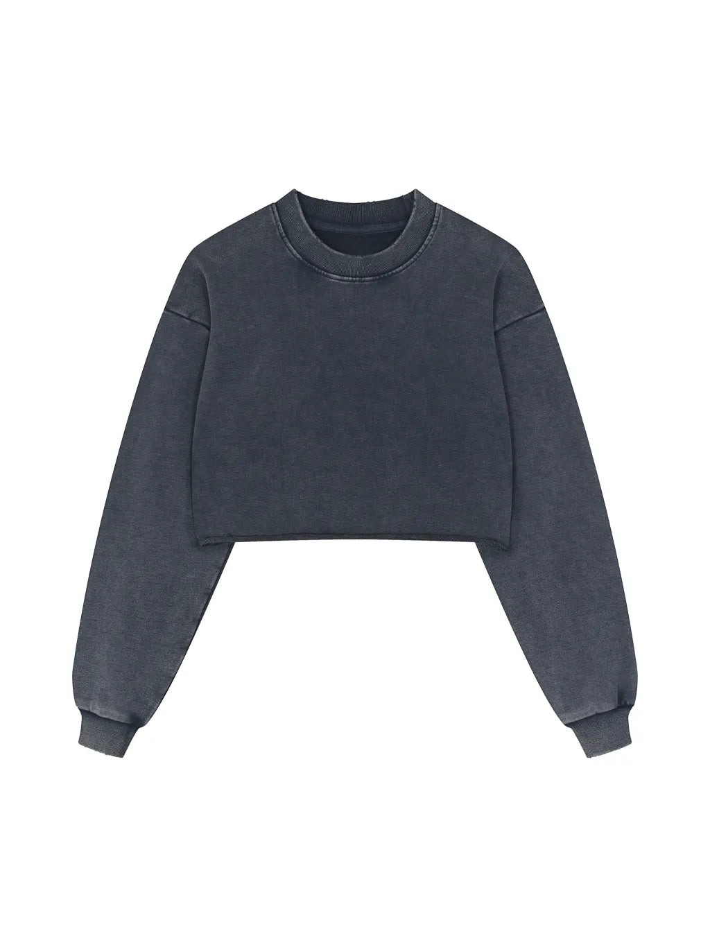 LUXURY TERMINAL - Snow Washed Raw Edge Cropped Sweatshirt
