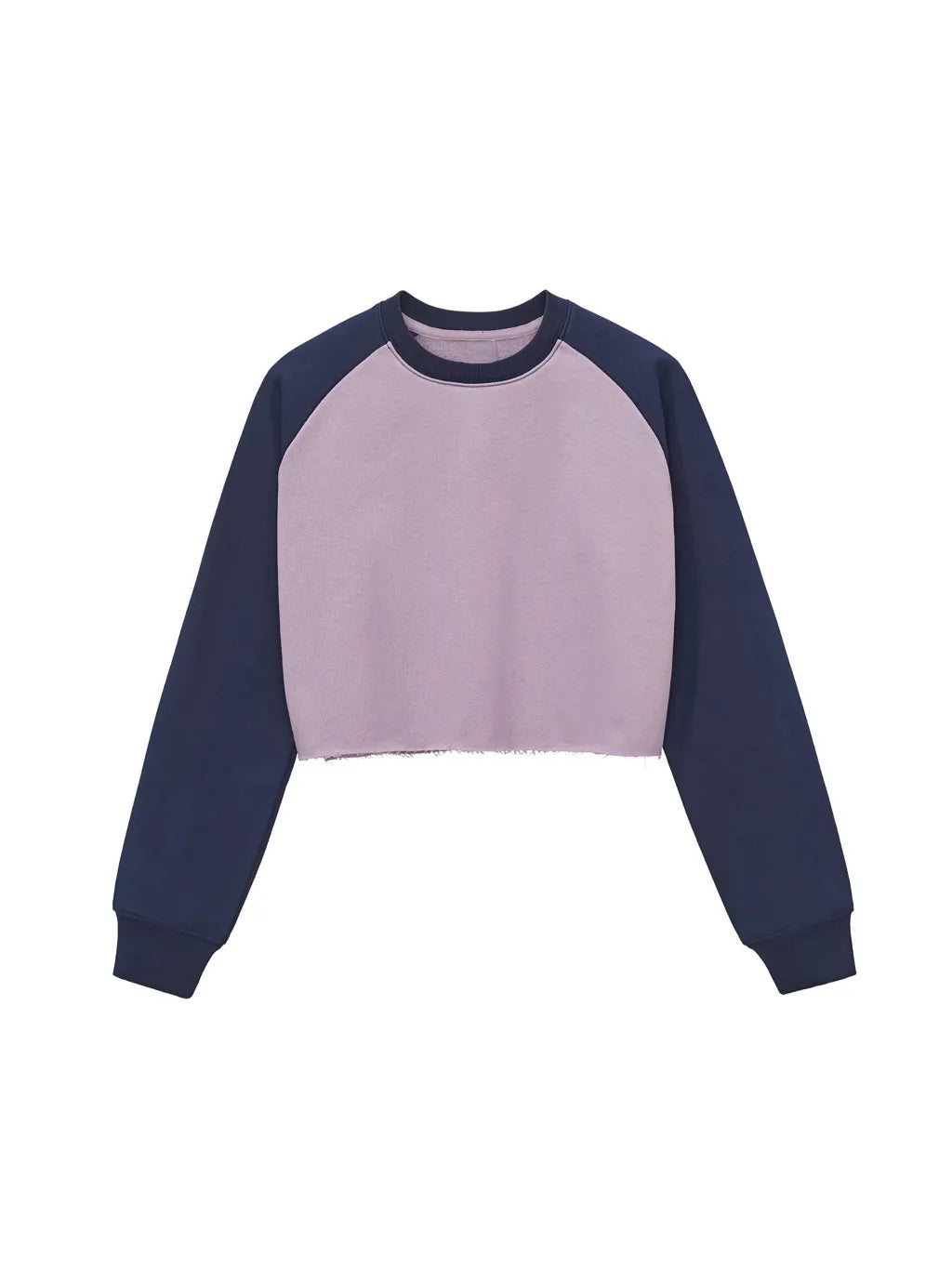 LUXURY TERMINAL - Raw-Hem Color-Block Raglan Crop Sweatshirt