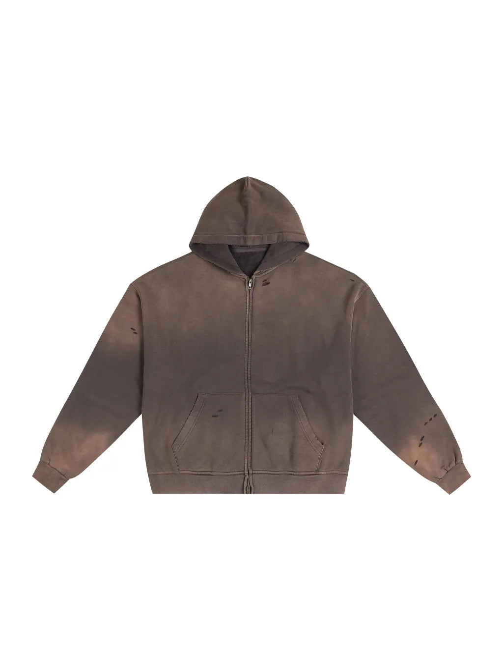 LUXURY TERMINAL - Hand-Frayed Sunfade Zip Hoodie
