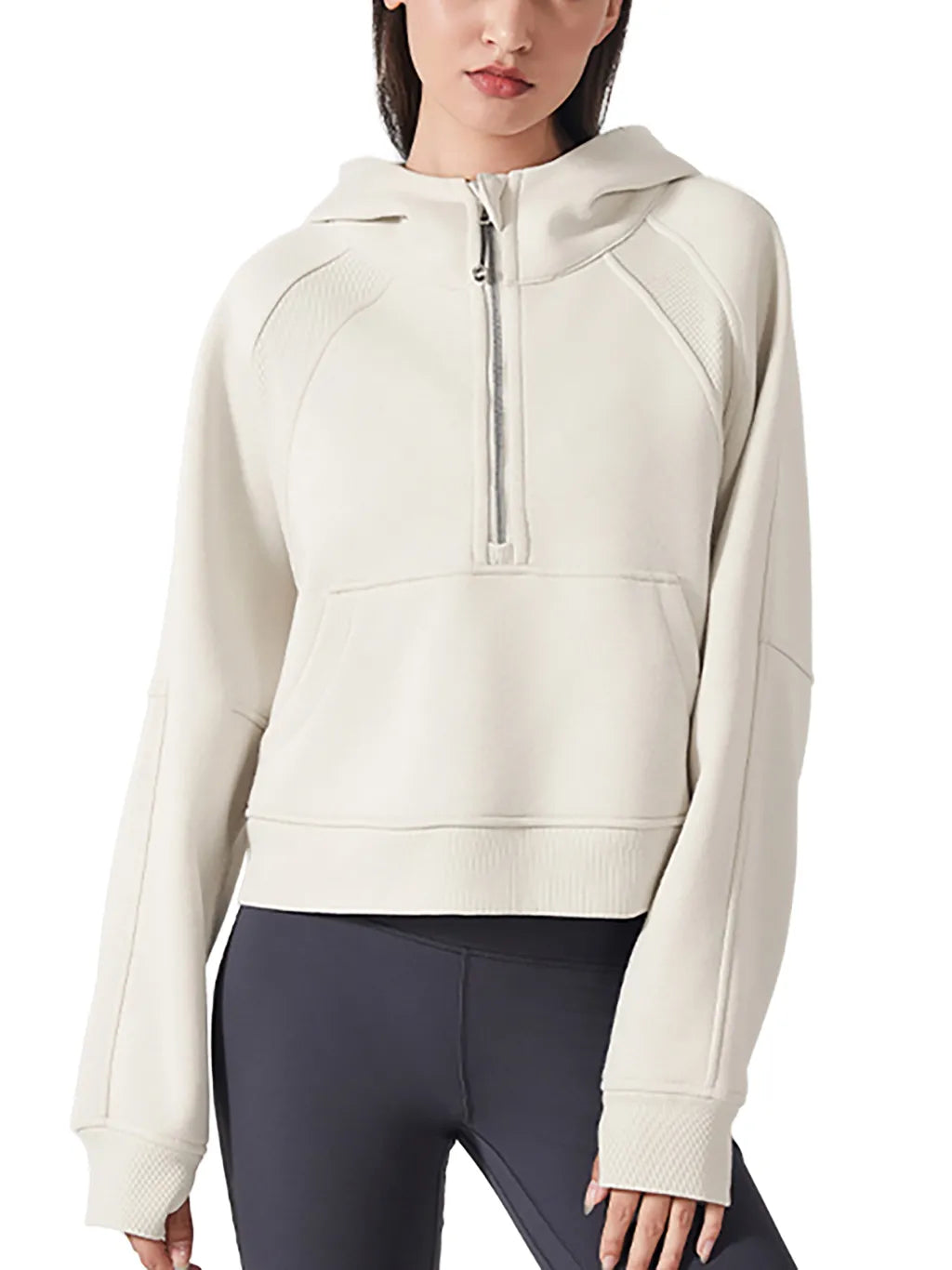 LUXURY TERMINAL - Cropped Half-Zip Hoodie