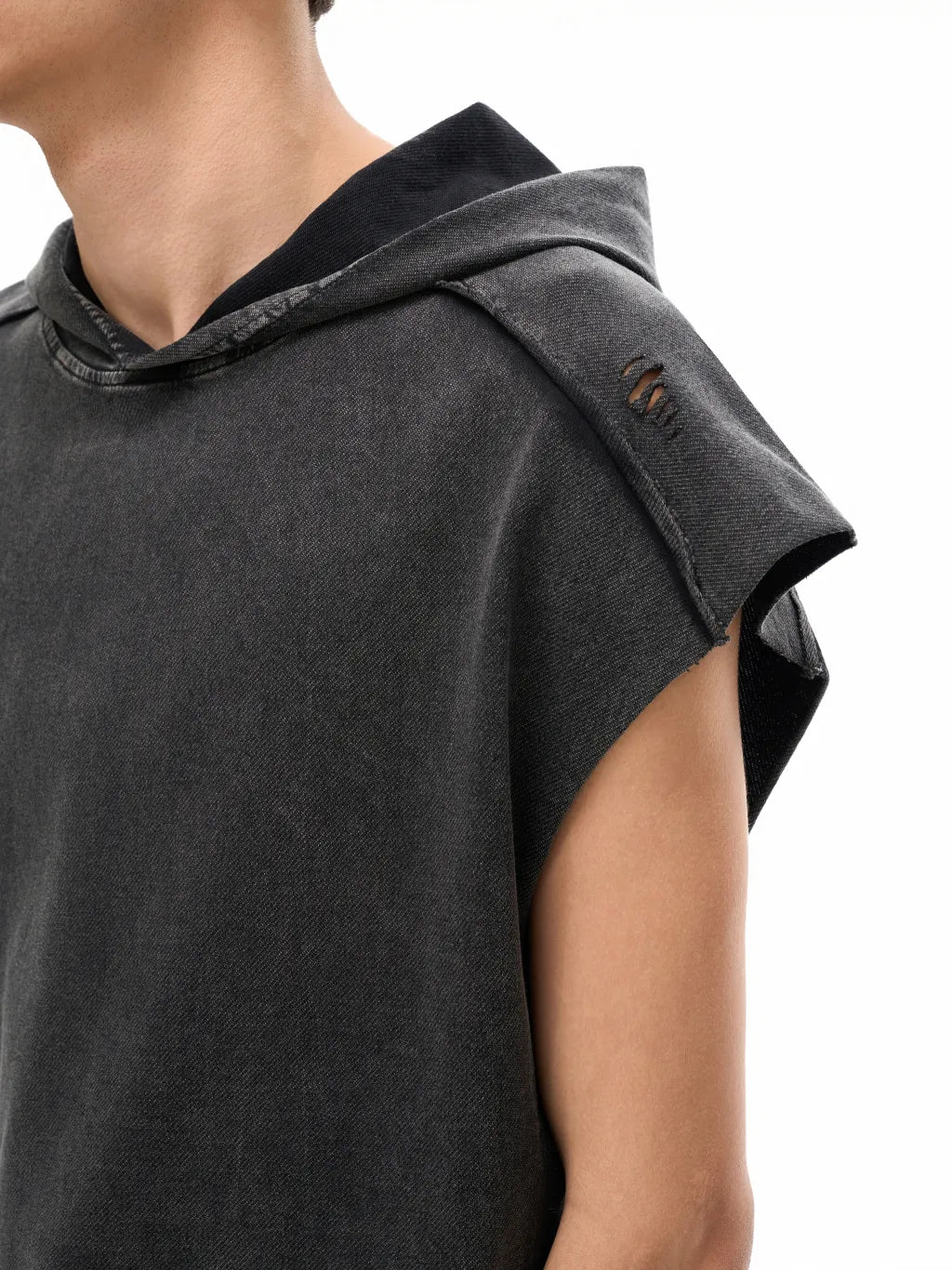 LUXURY TERMINAL - Snow Washed Boxy Hooded Tank Top