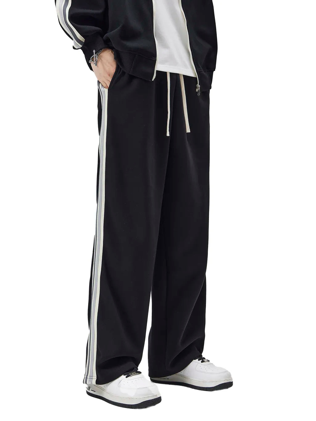 LUXURY TERMINAL - Contrast Side-Stripe Straight-Leg Pants
