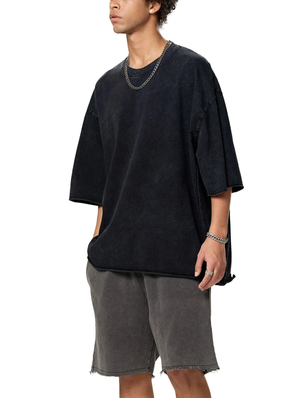LUXURY TERMINAL - Raw Edge Snow Washed Boxy T-Shirt