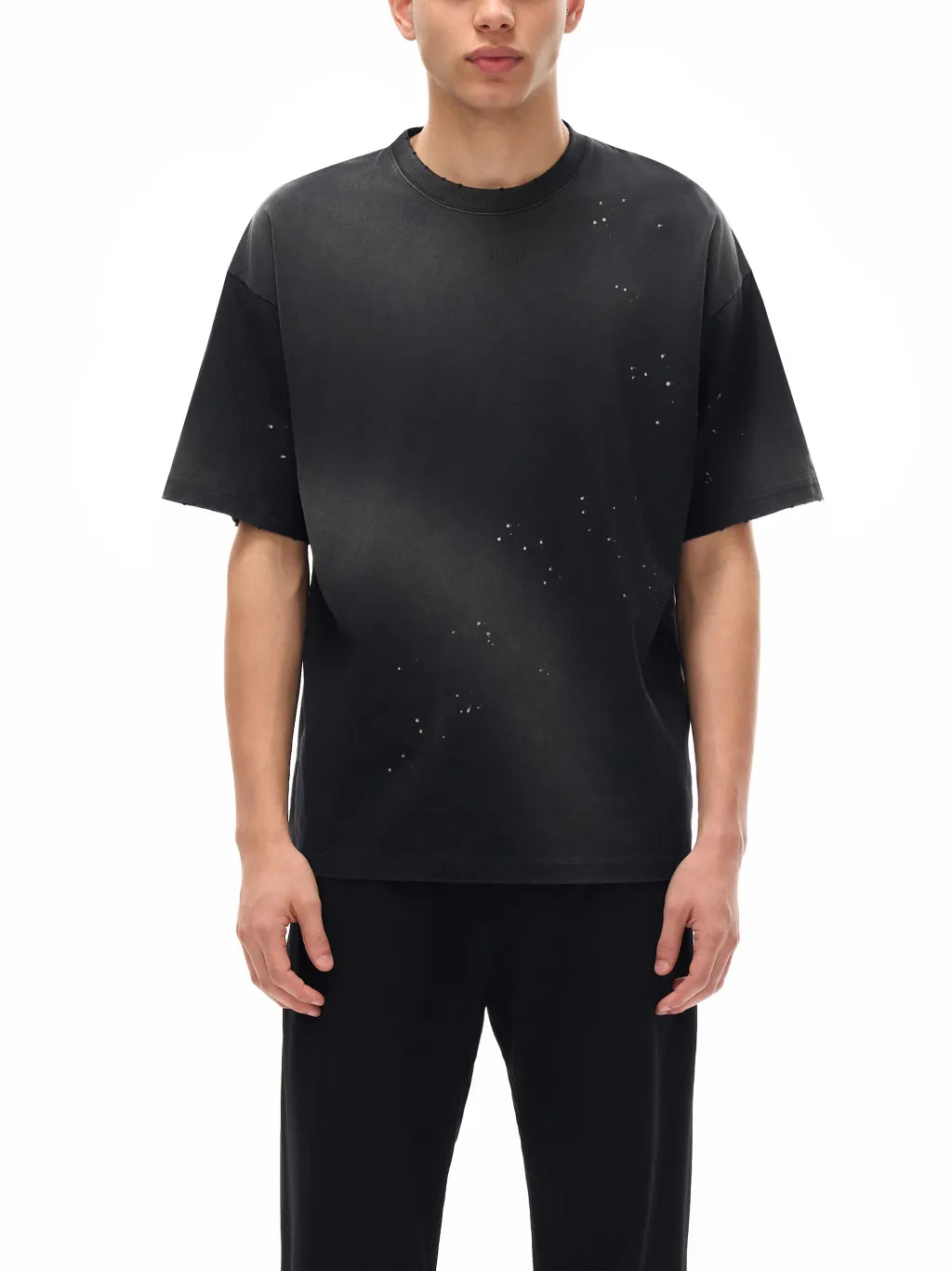 LUXURY TERMINAL -Hand-Frayed Sunfade Paint Splatter T-Shirt