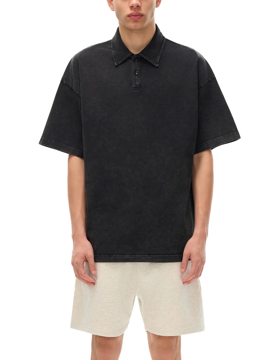 LUXURY TERMINAL - Heavyweight Snow-Washed Polo T-Shirt