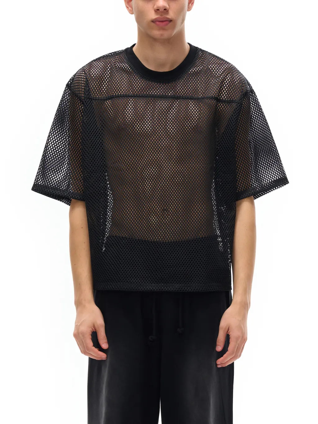 LUXURY TERMINAL - See-through Boxy Net T-Shirt