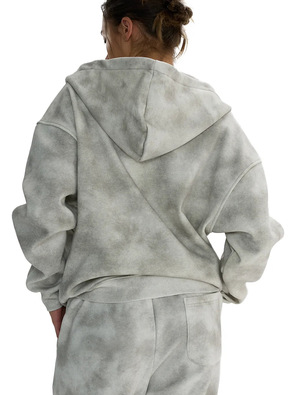 LUXURY TERMINAL - Dirty Washed Zip-Up Fleece Hoodie