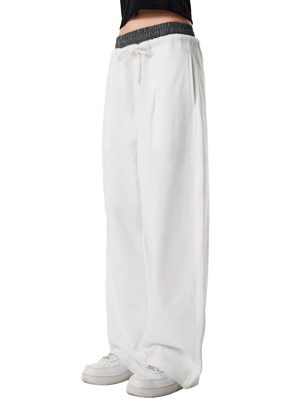 LUXURY TERMINAL - Plaid Contrast Waist Pants
