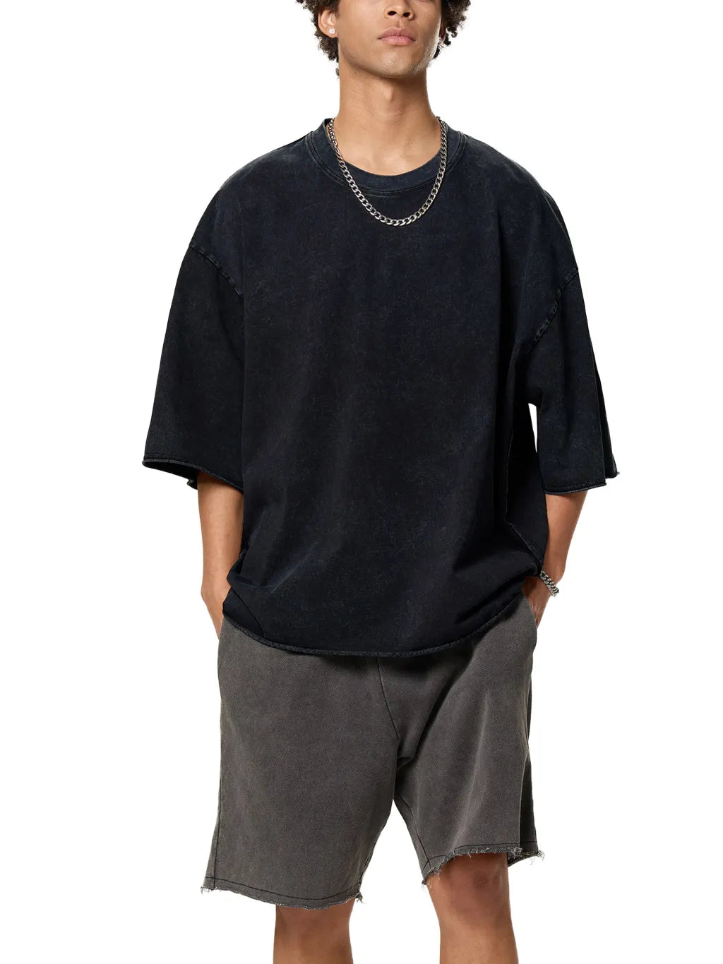 LUXURY TERMINAL - Raw Edge Snow Washed Boxy T-Shirt