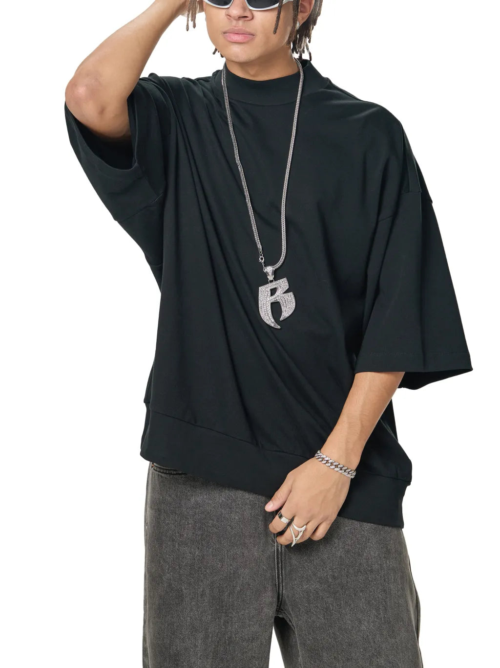 LUXURY TERMINAL - Heavyweight Oversized Mock Neck T-shirt